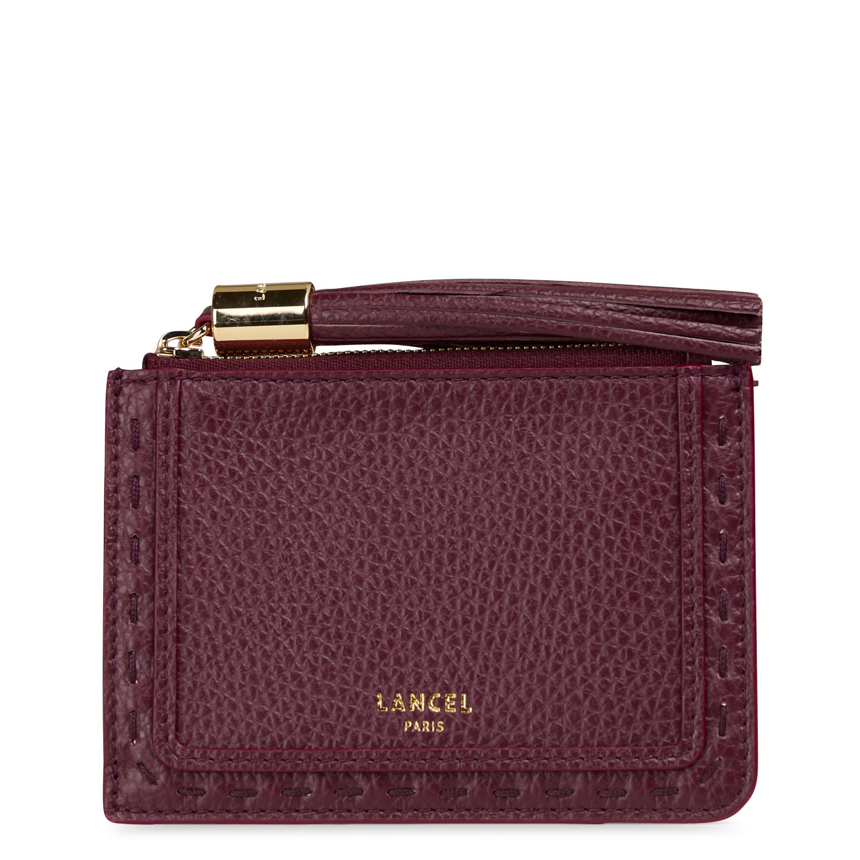 Leather card holder LANCEL Plums