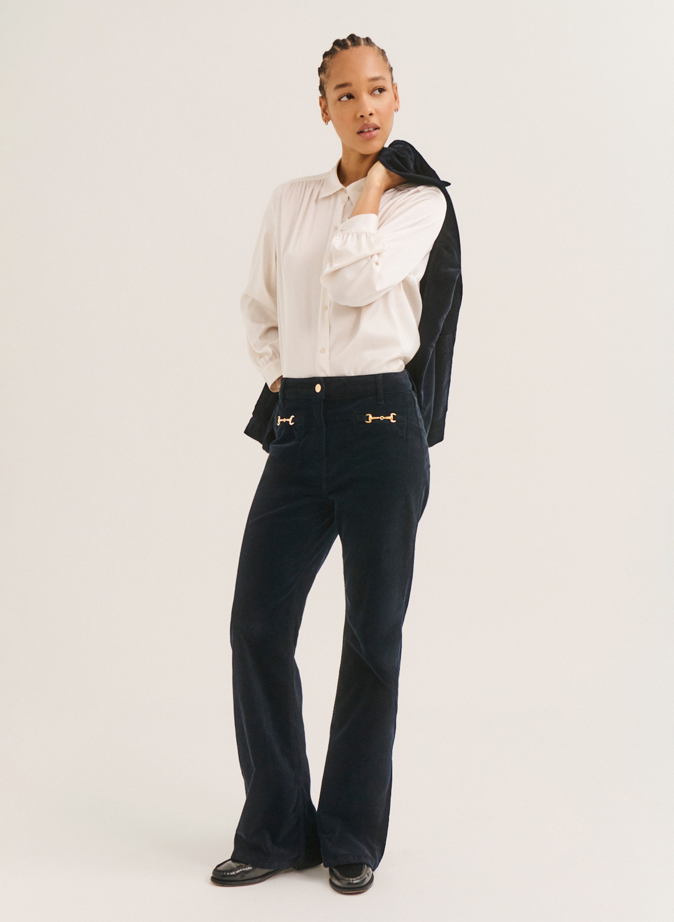 Pantalon bootcut en coton mélangé PABLO Bleu