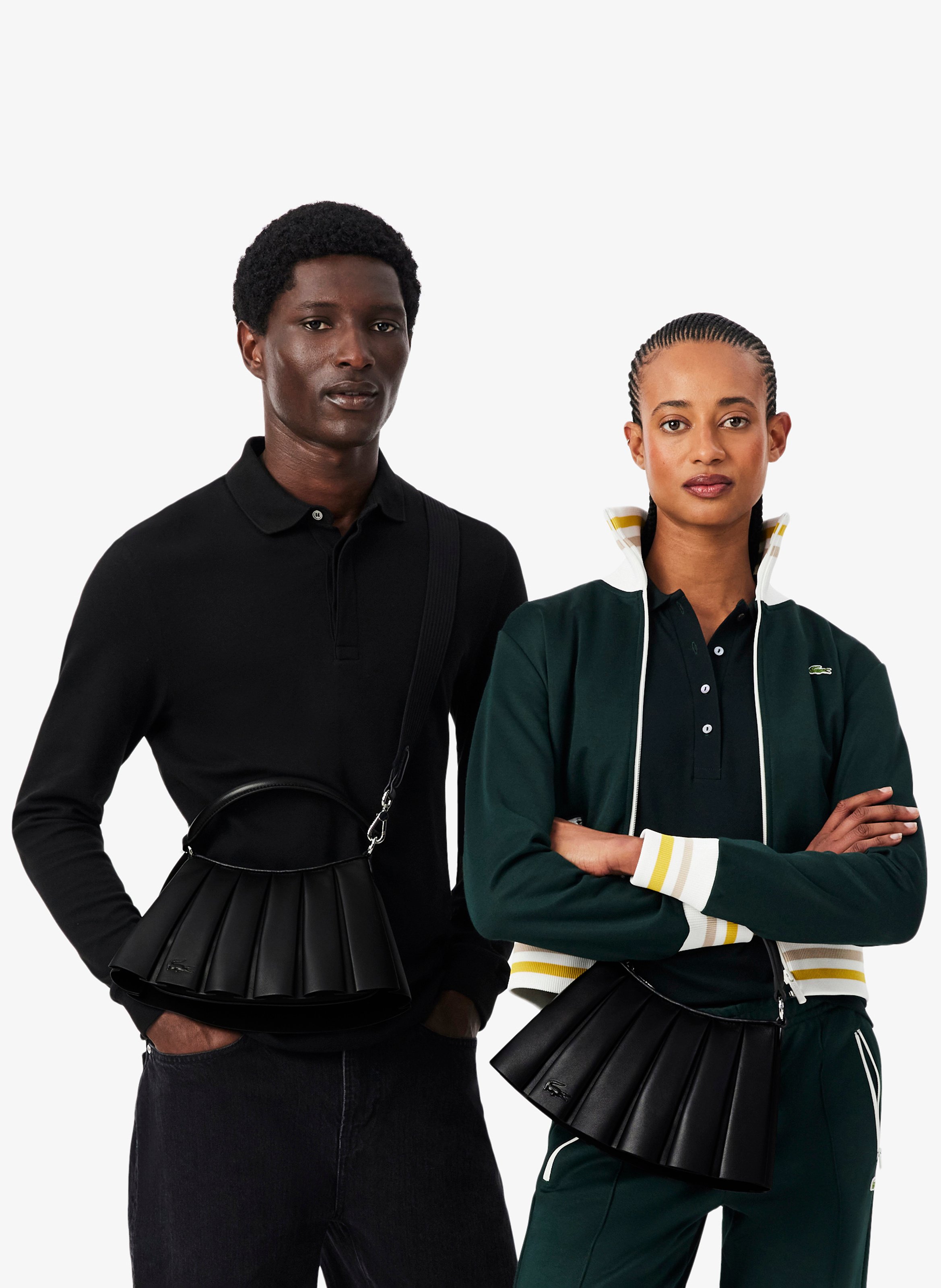 Sac à main petit Lenglen Défilé en cuir LACOSTE Schwarz