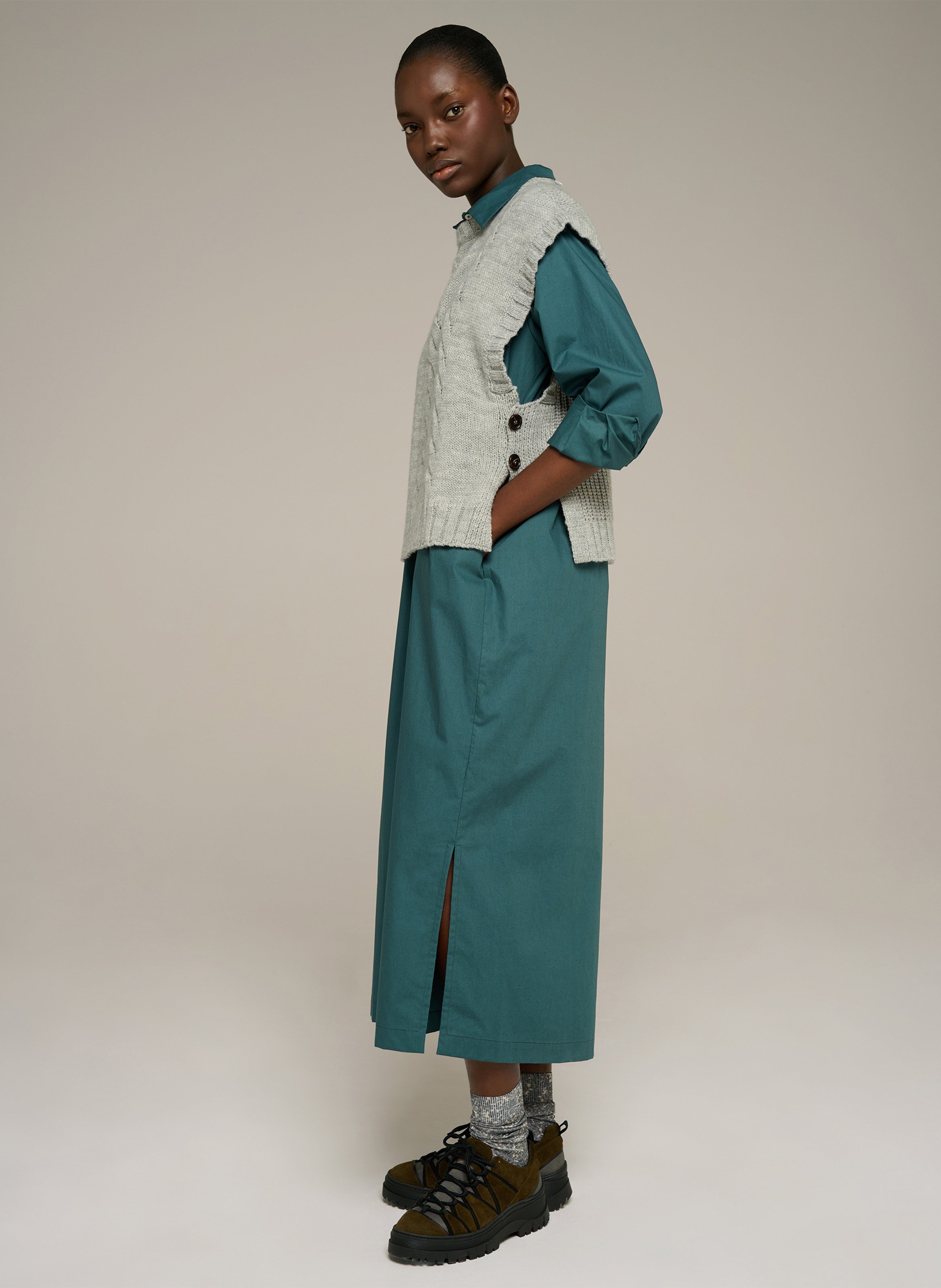 Pull col rond ample en laine mélangée | Gris COTELAC ACOTE Femme