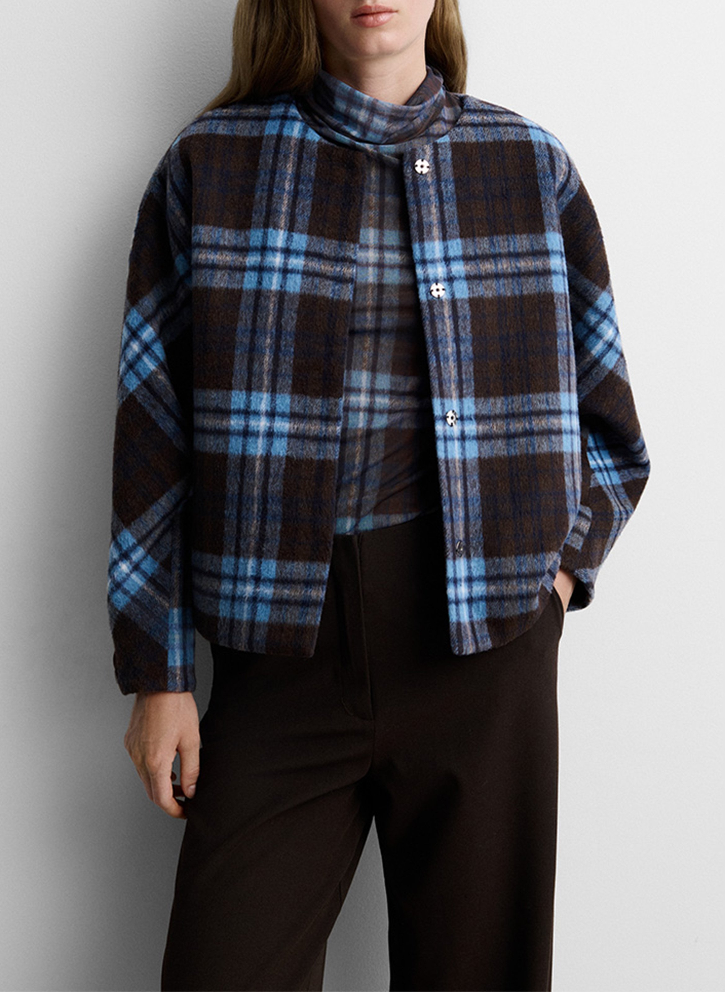 Oversized checkered jacket SIMORRA Brown