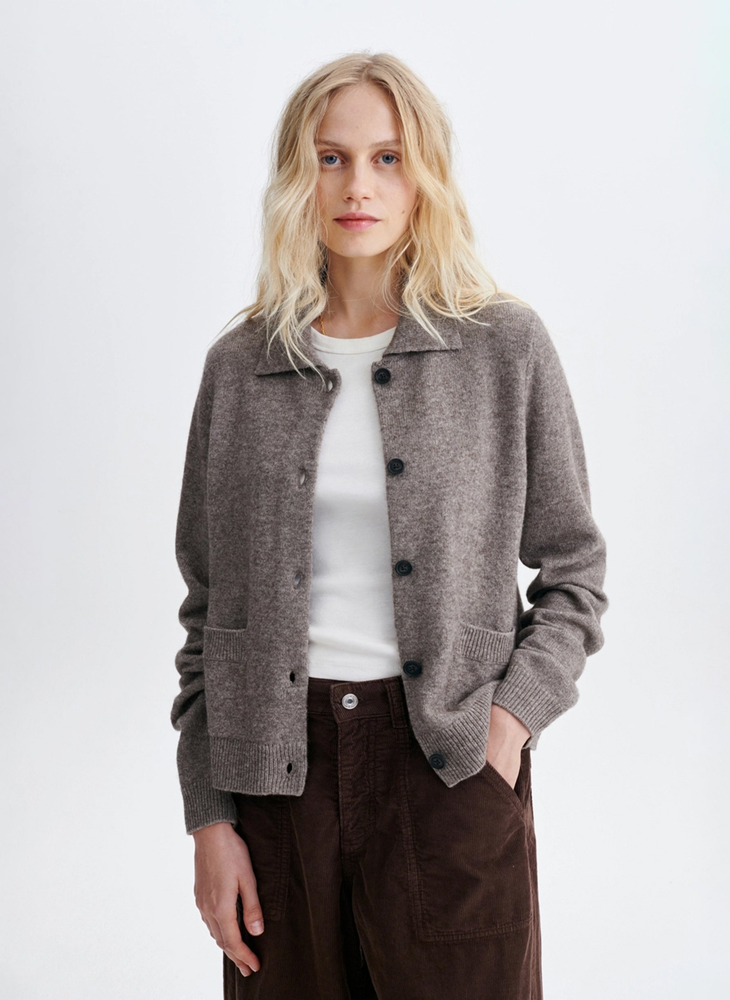 Wool cardigan with classic collar VANESSA BRUNO Beige