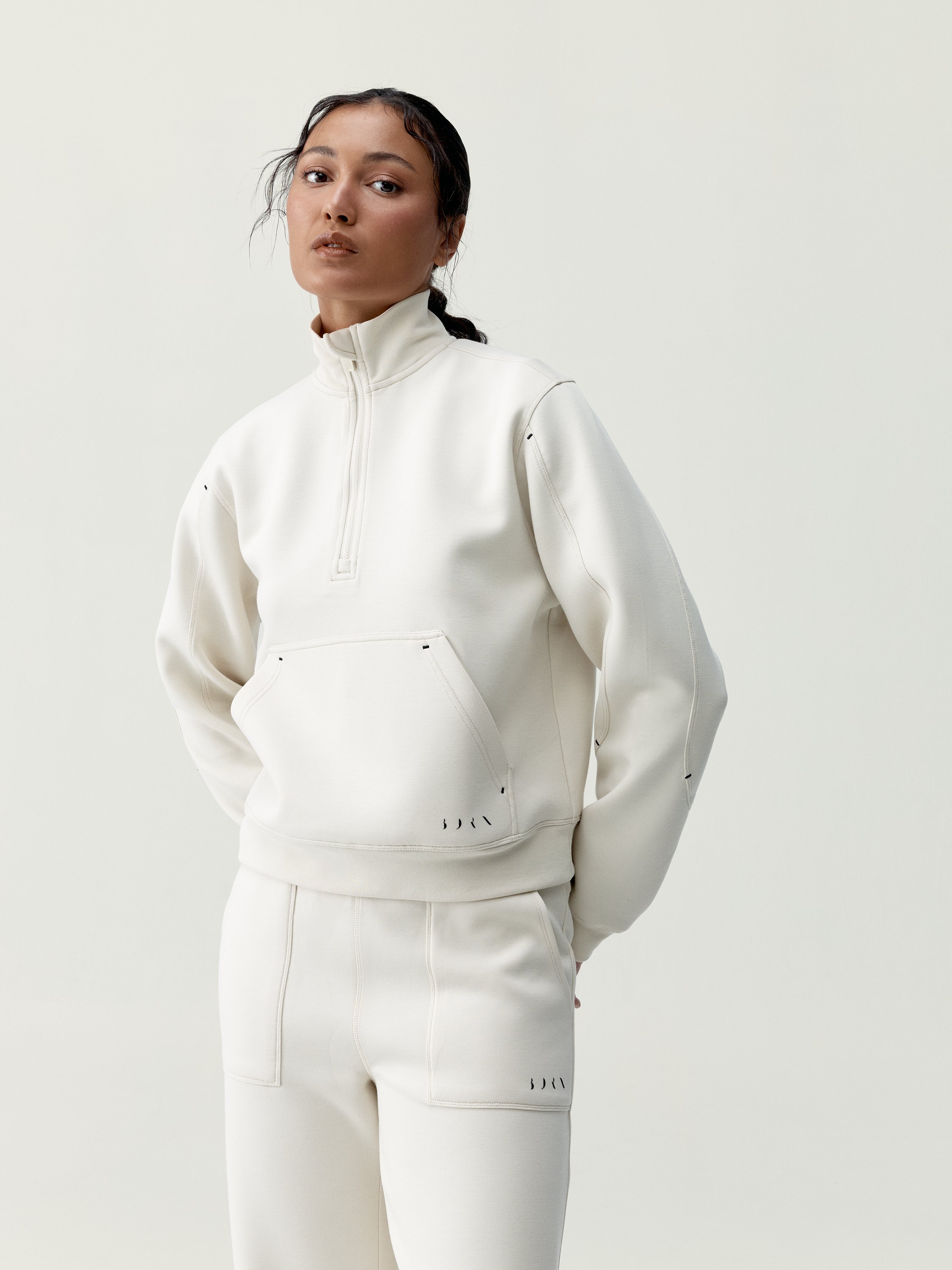Women's BLOOM half-zip quick-drying sports sweatshirt BORN Beige