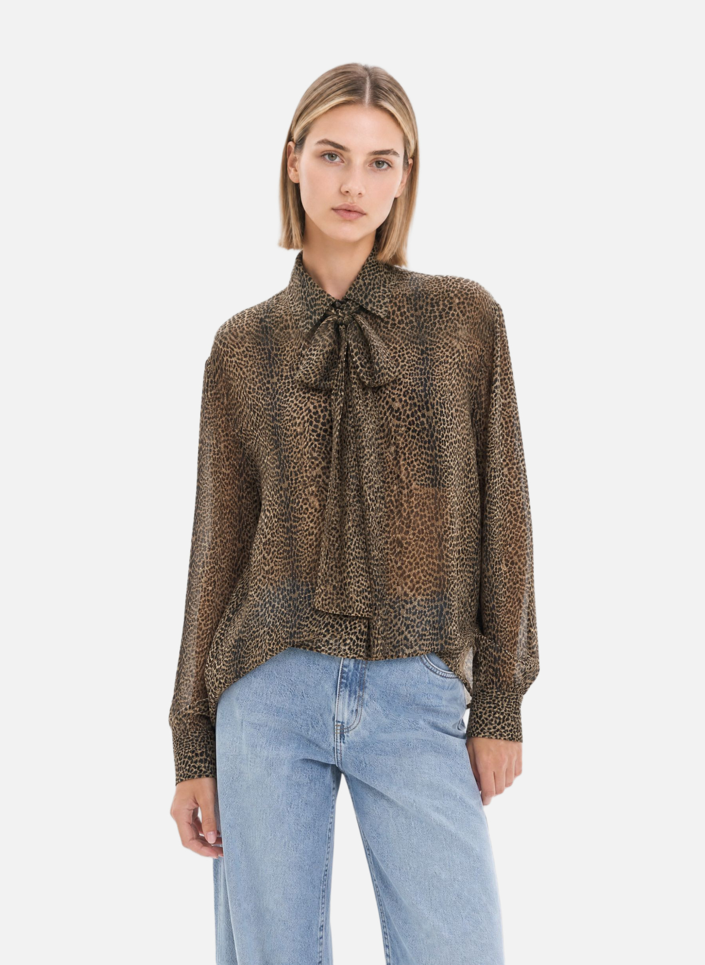 Leopard-print pussy-bow blouse THE KOOPLES Multicolored
