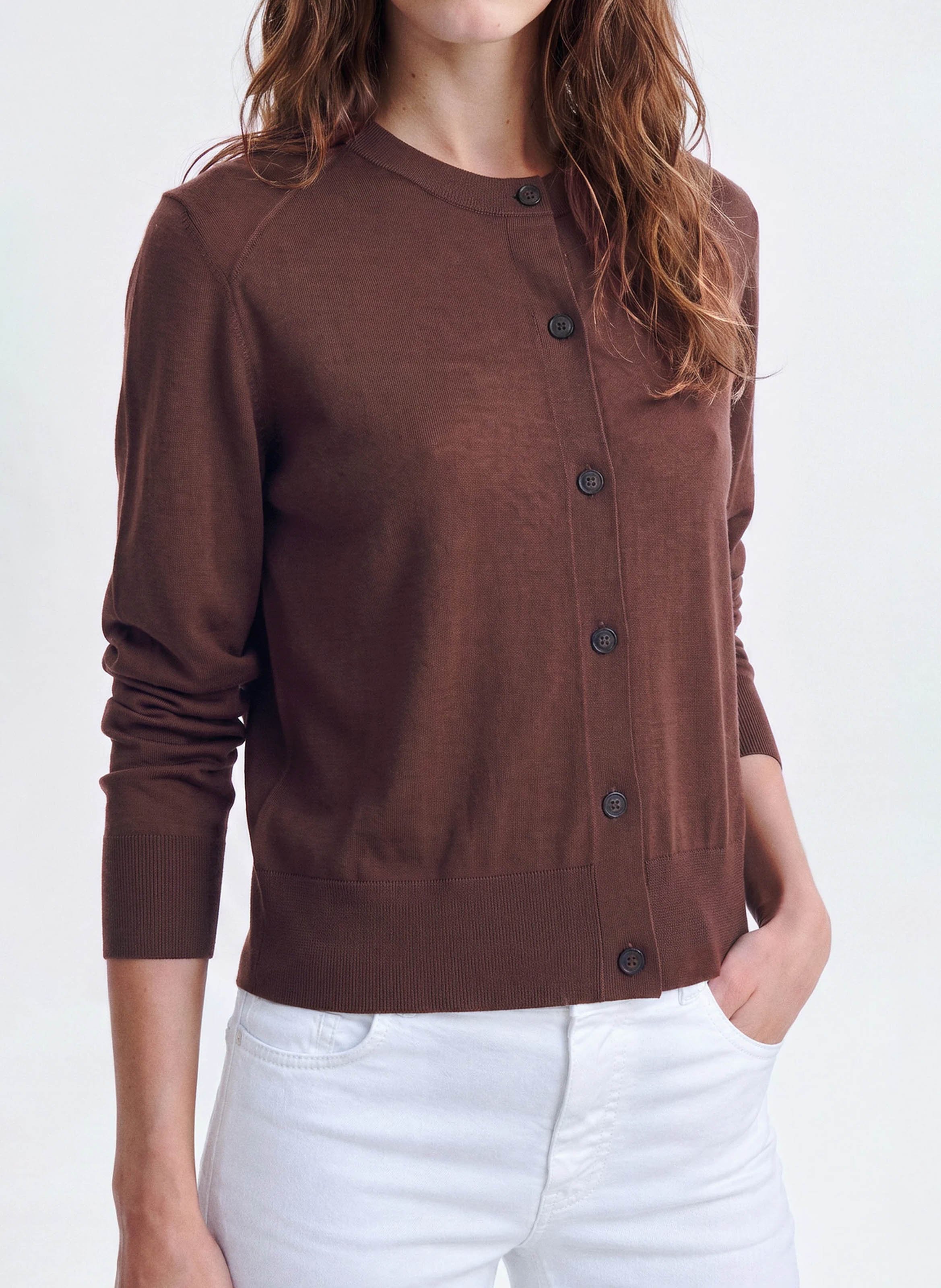 Cardigan droit en laine VANESSA BRUNO Marron