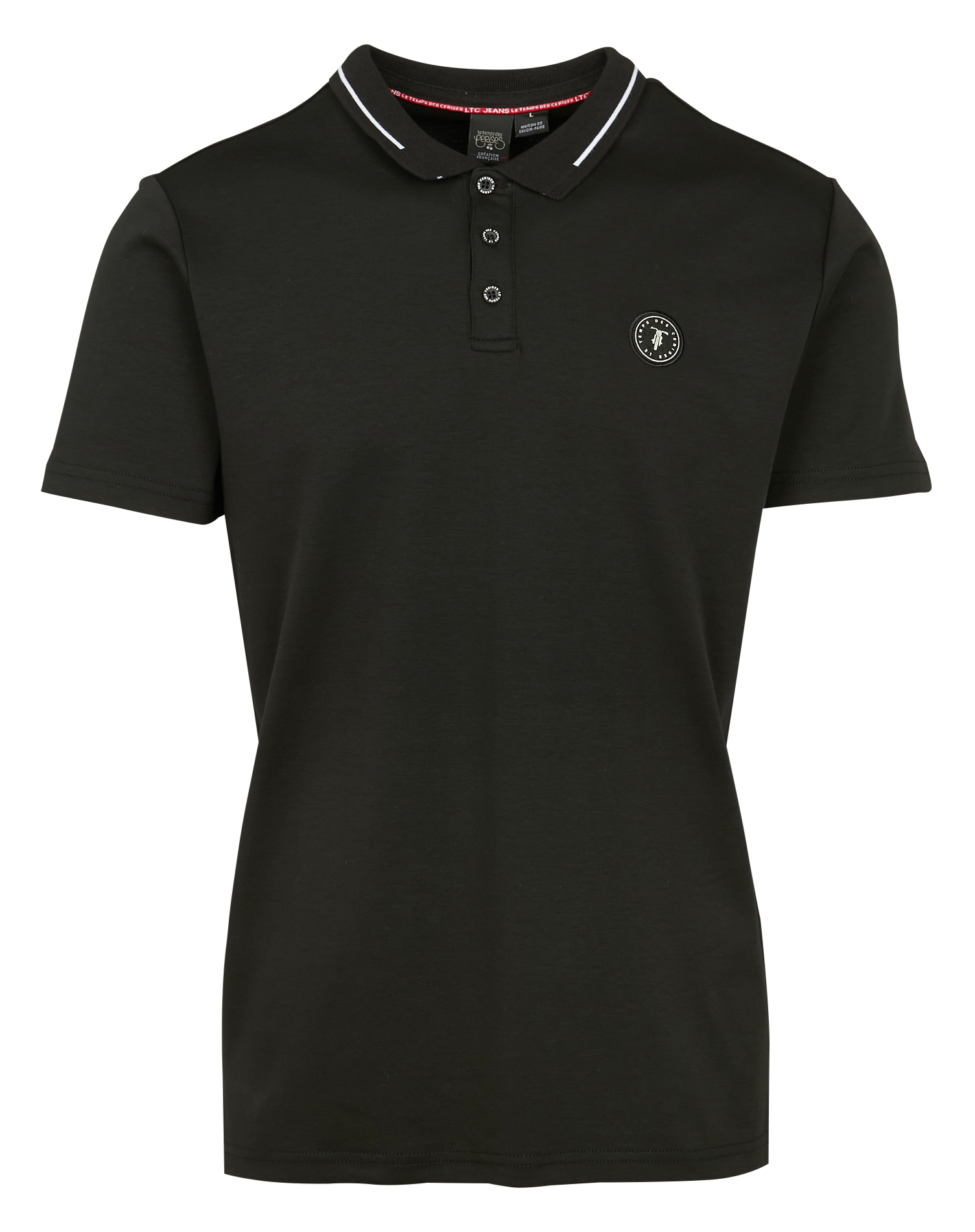 Regular-fit cotton polo shirt LE TEMPS DES CERISES Black