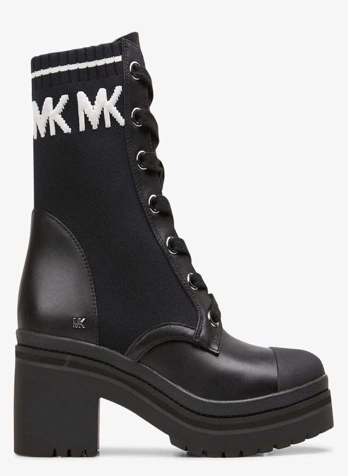 Leather Combat Boots Black Michael Kors - Women | Place des Tendances
