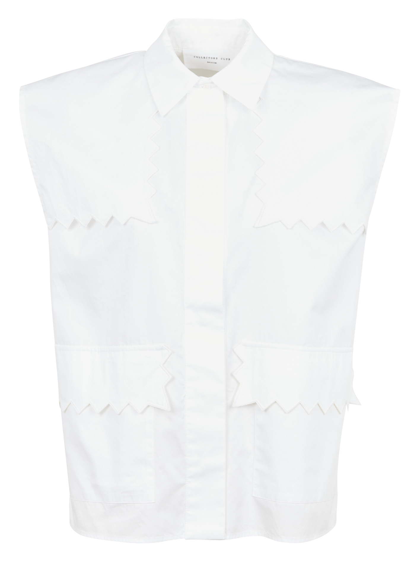 Casual, katoenen overhemd met zigzagpatroon COLLECTORS CLUB Wit