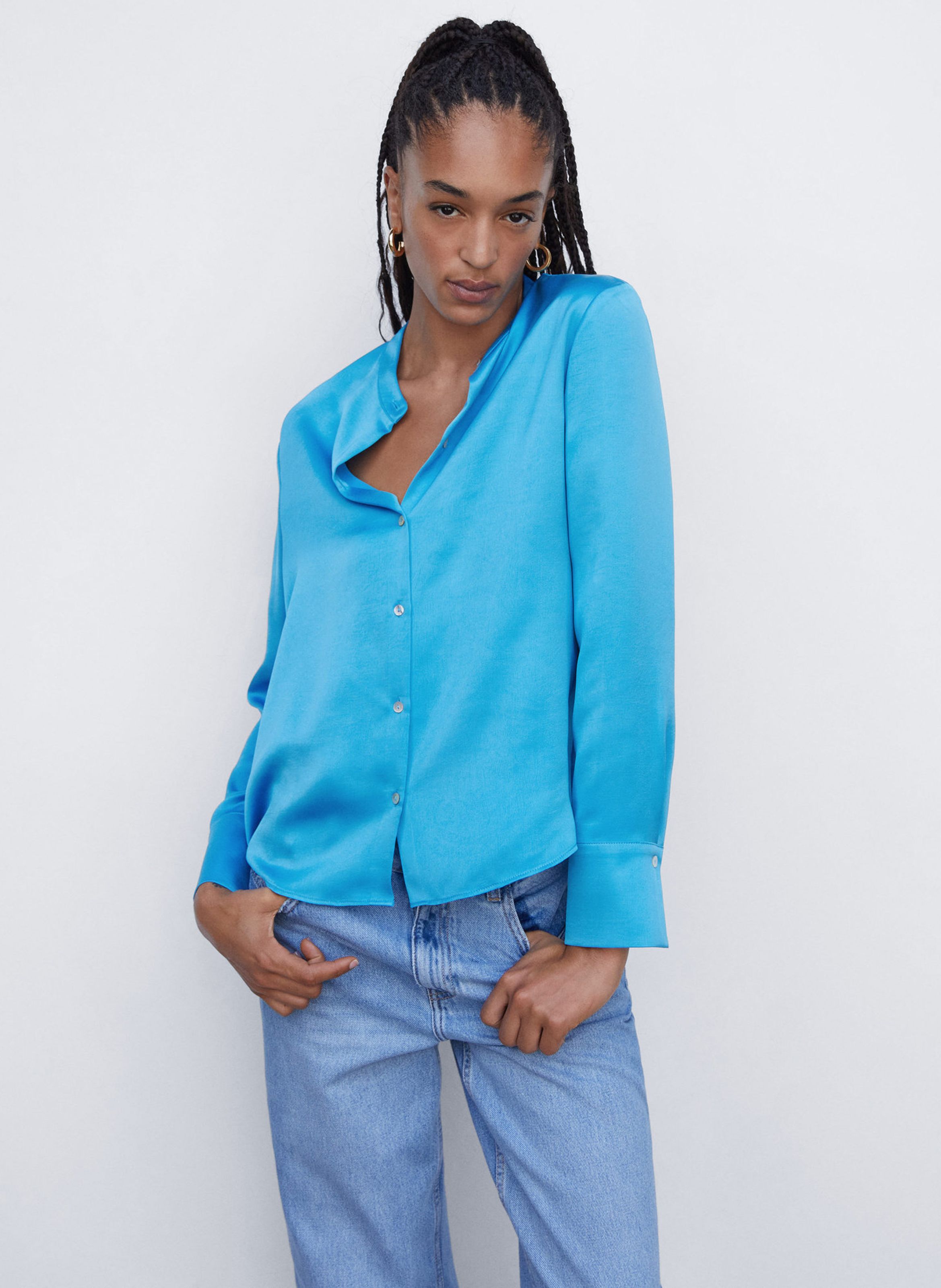 Chemise bleu turquoise outlet femme