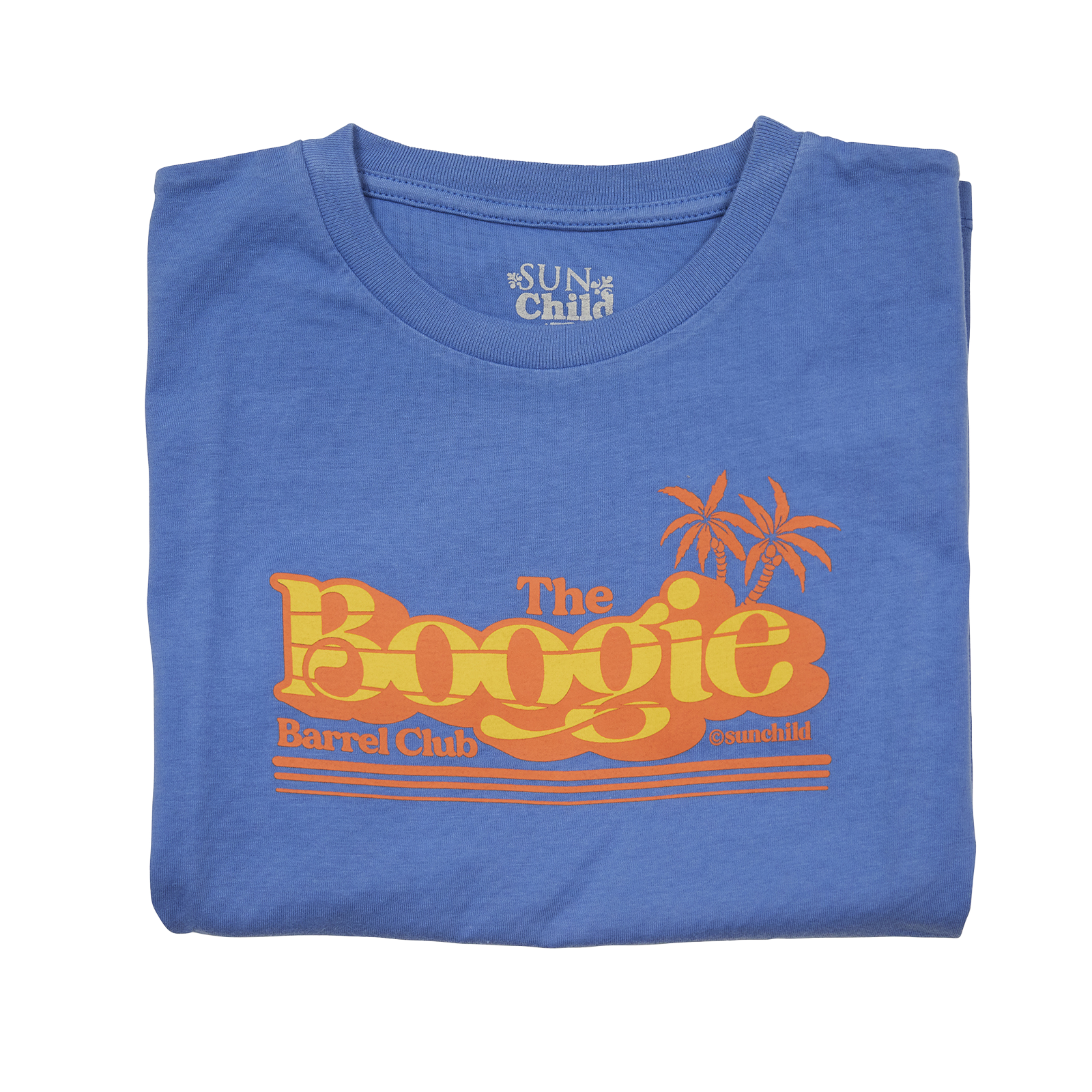 Sweat col rond droit en coton sérigraphié SUNCHILD Bleu