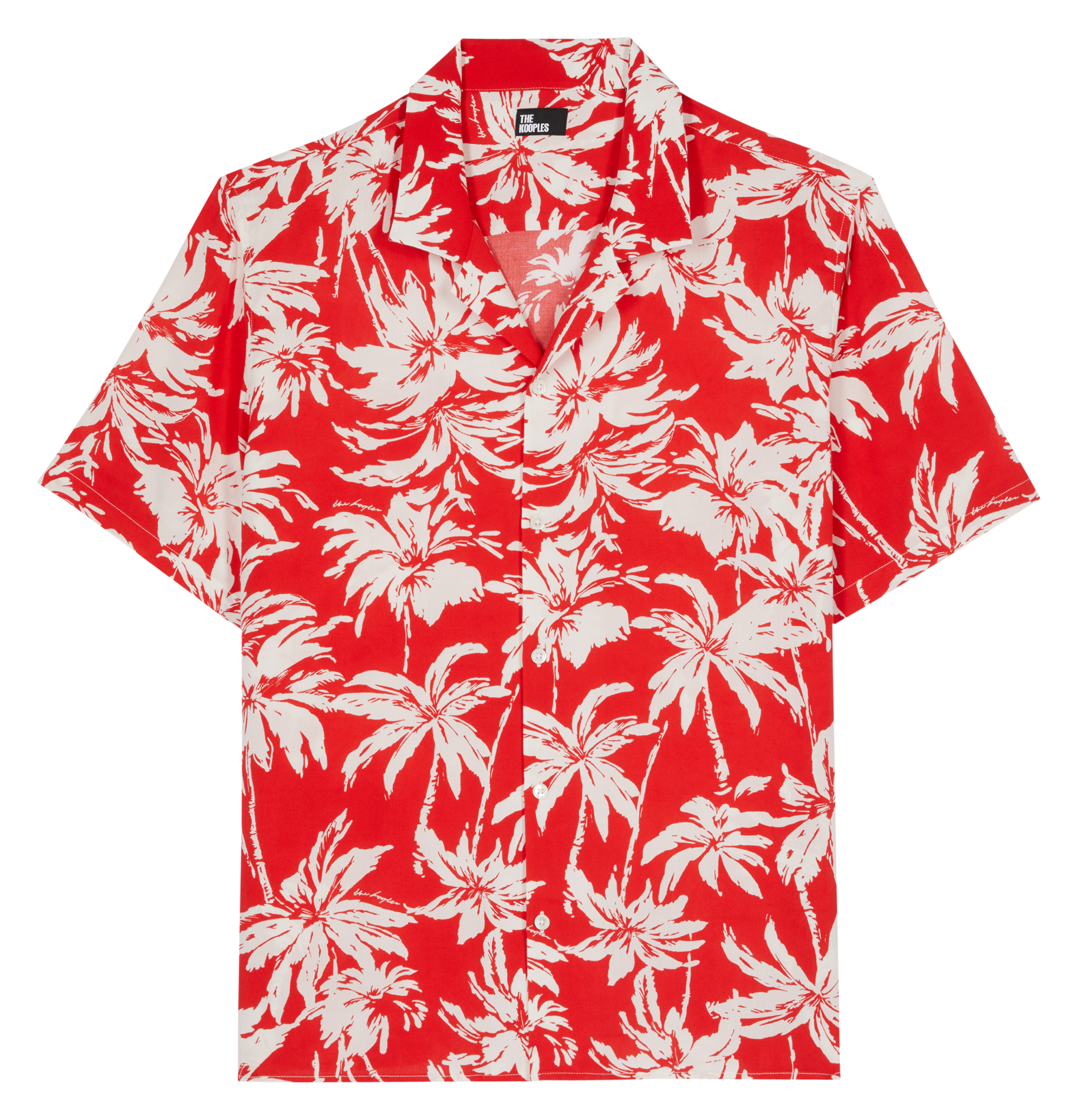 Chemise col cubain droite imprimée THE KOOPLES Rouge