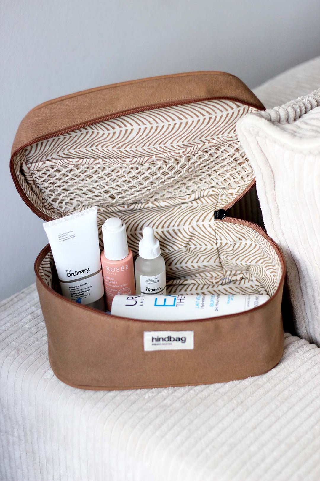 Cotton toiletry bag Brown