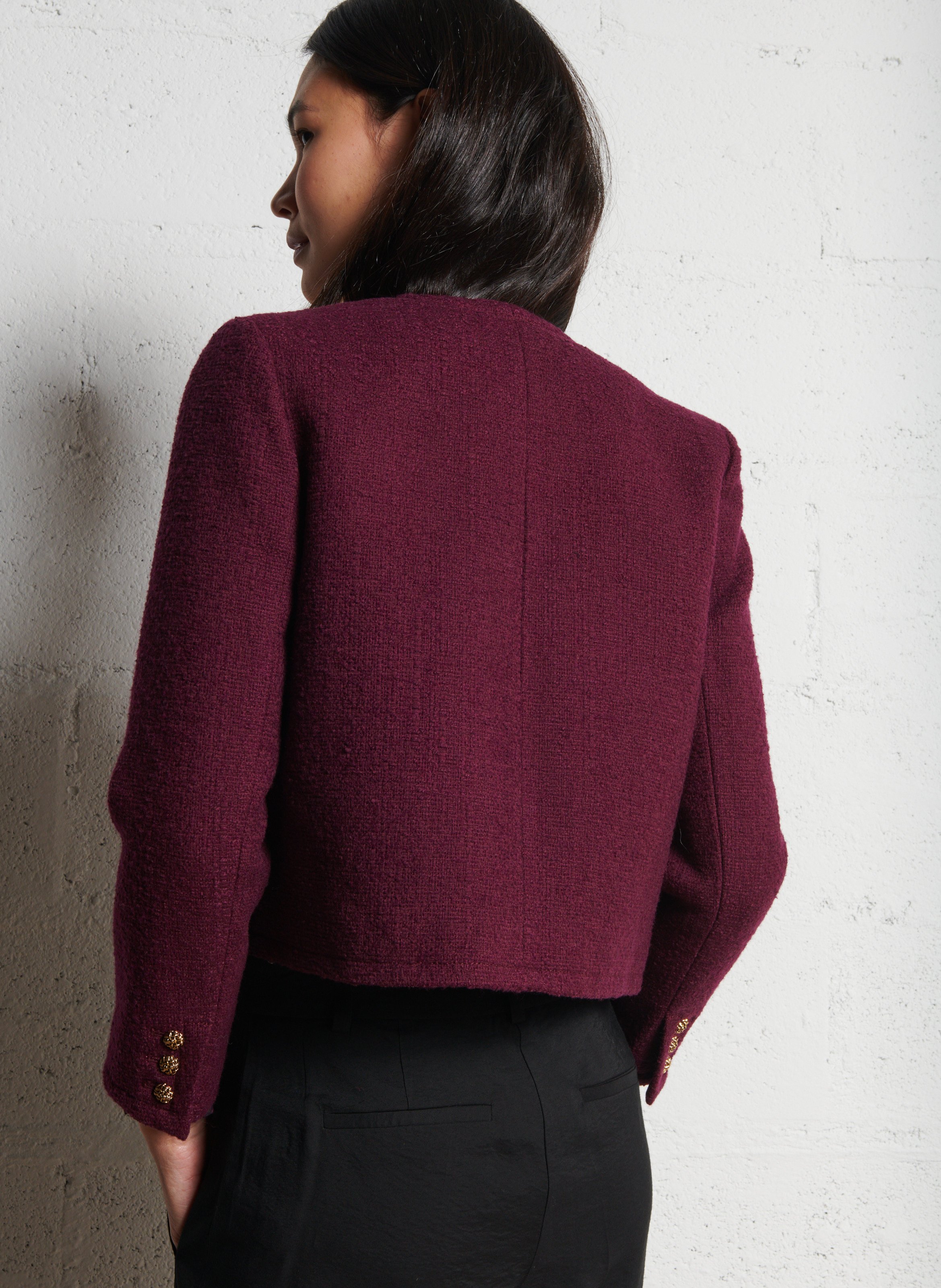 Korte jas van gemengd katoen en wol BA&SH Paars