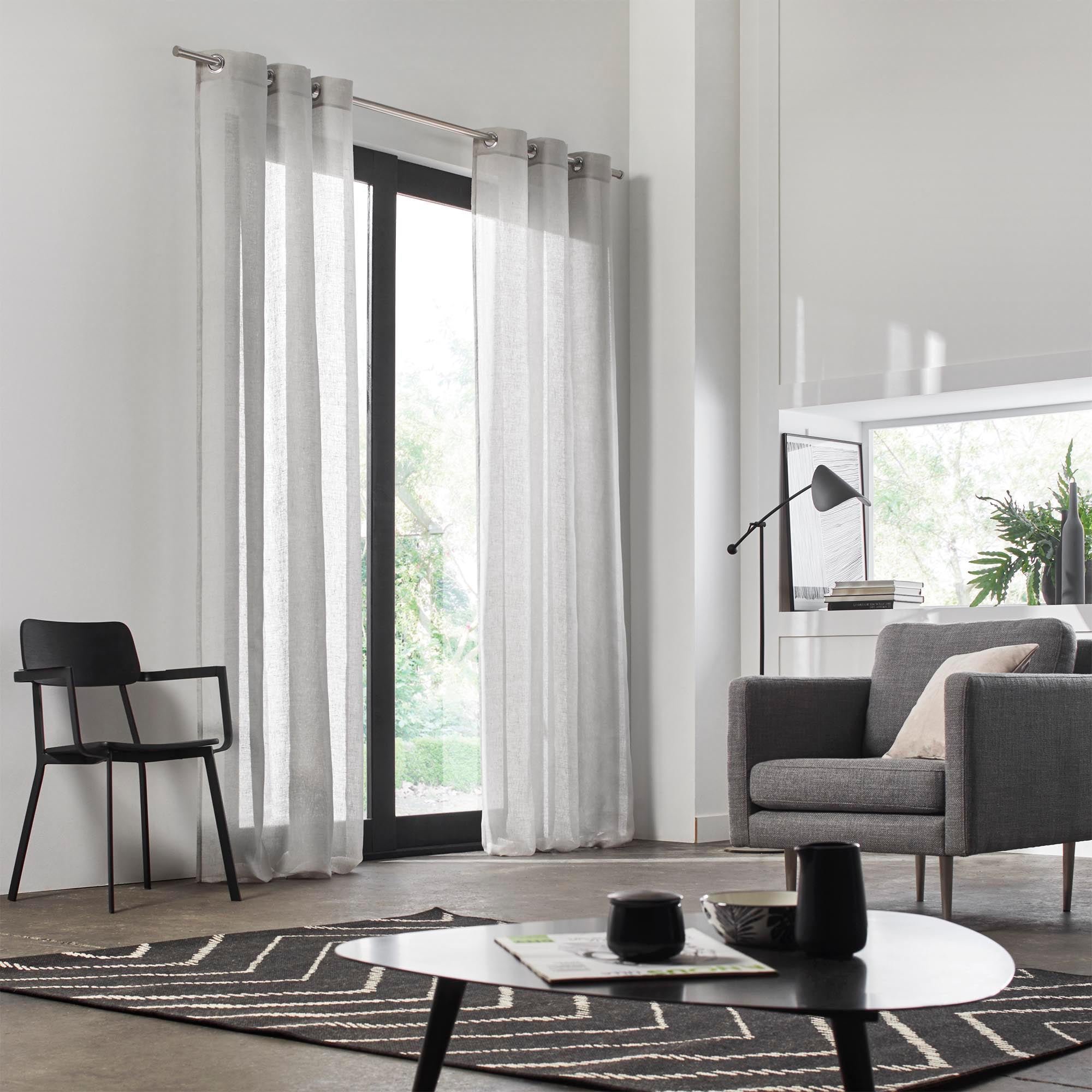 SHADOW - Linen net curtain with eyelets MADURA Grey