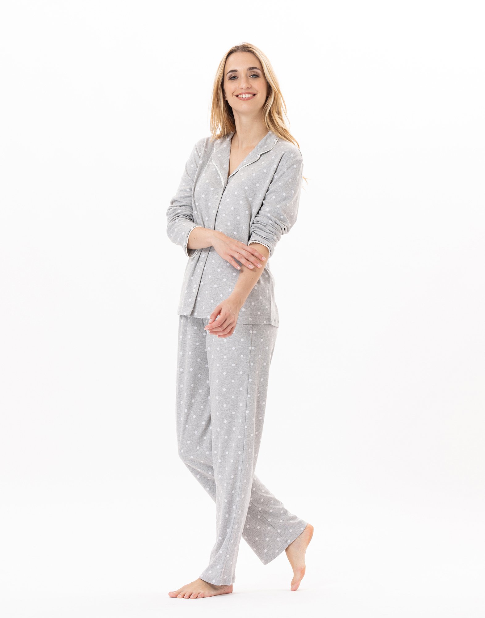 Buttoned cotton pajamas LE CHAT Grey