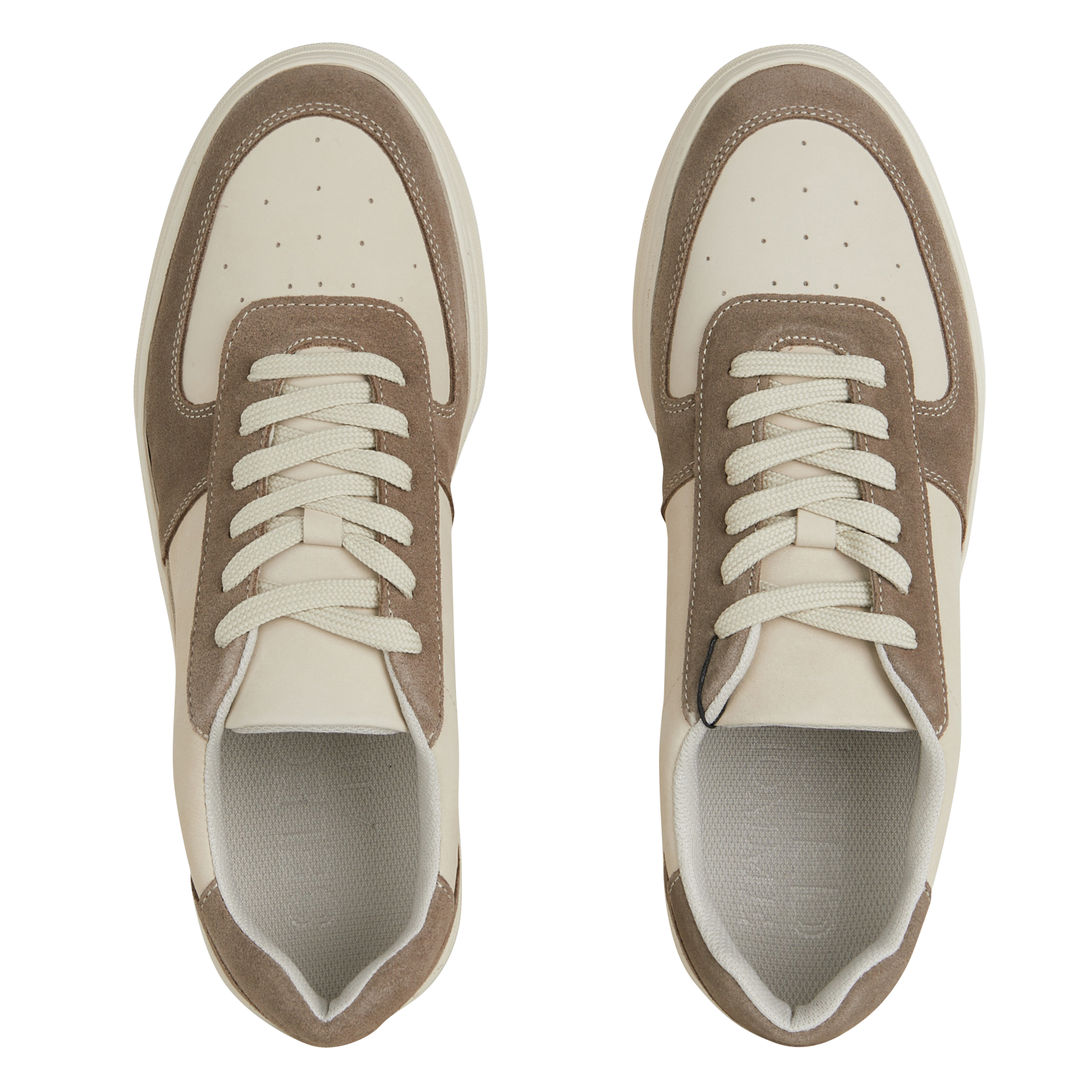 Low-top leather mix sneakers SELECTED Grey