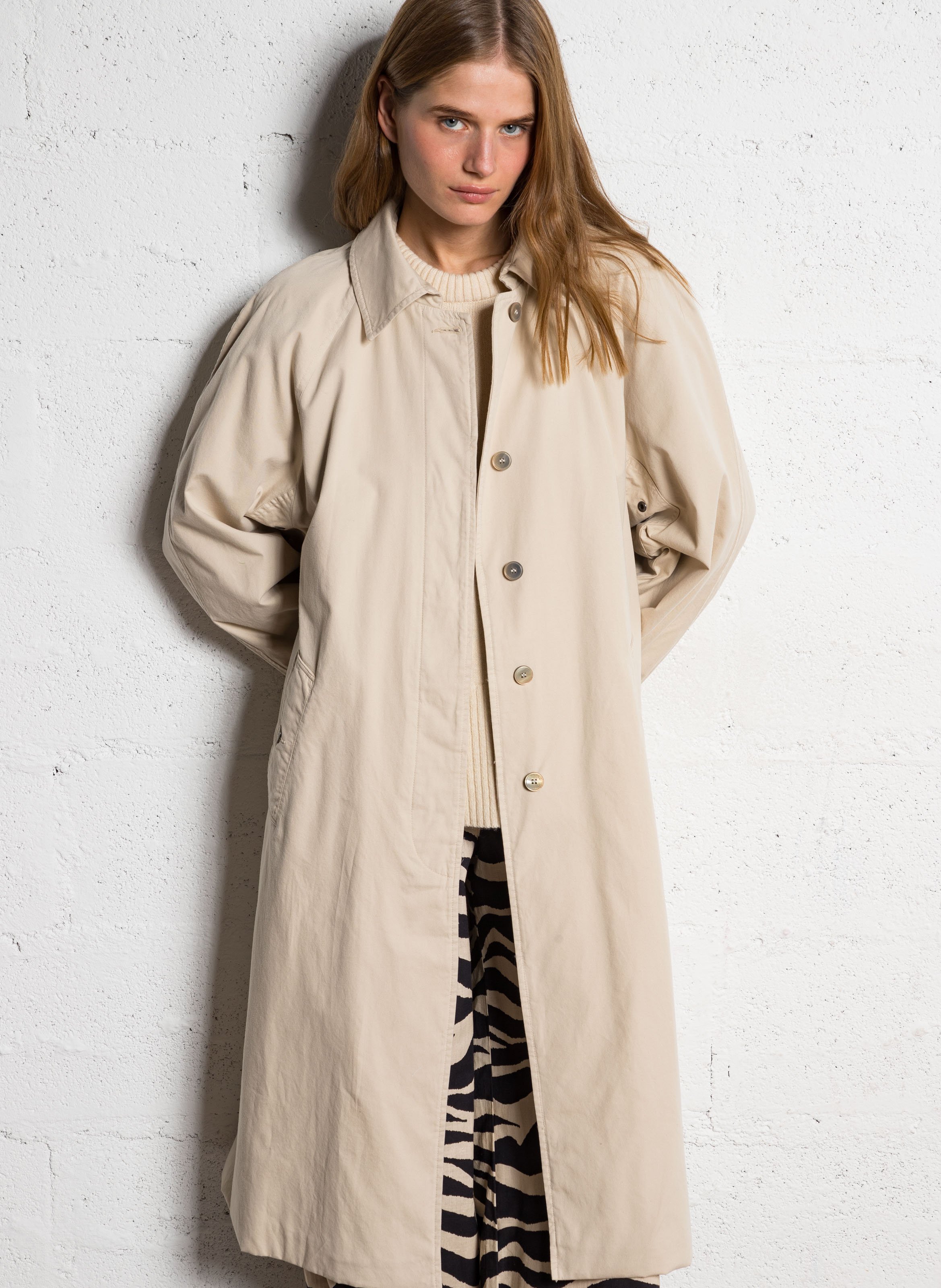 Oversized trenchcoat van katoen THE NEW SOCIETY Beige