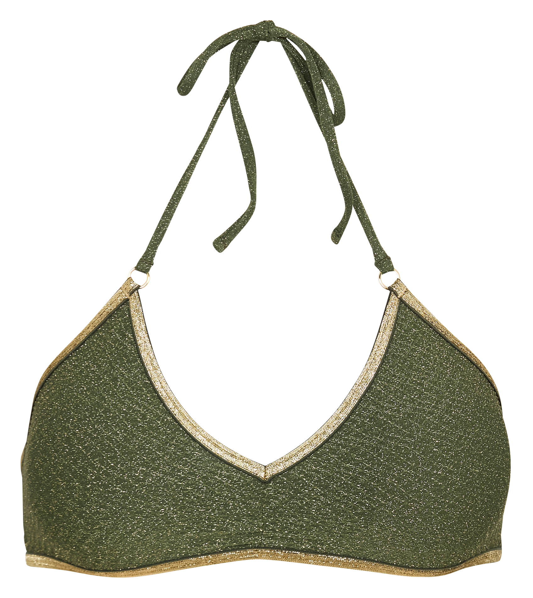 Glittery bikini top LA NOUVELLE Khaki