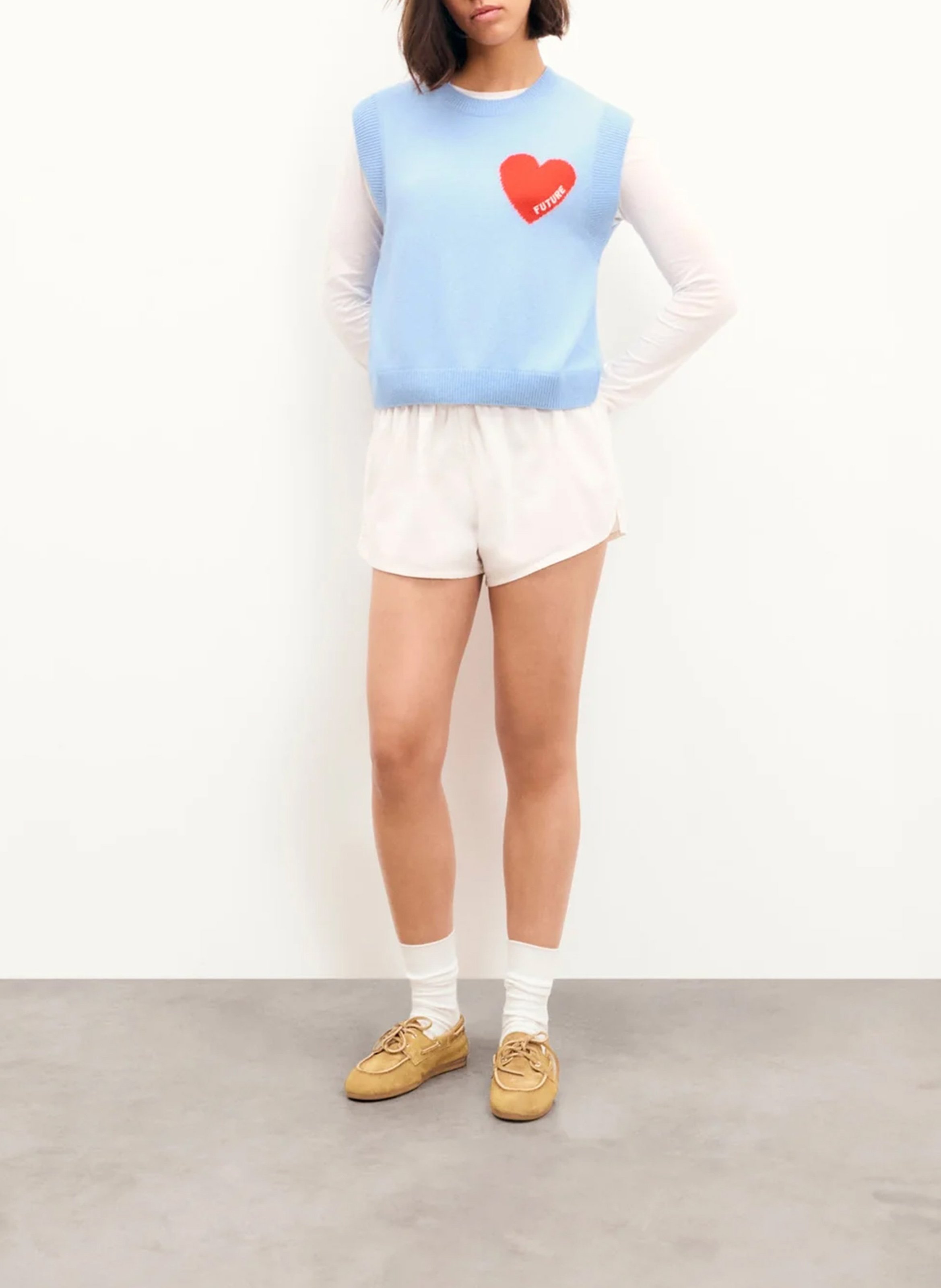 Pull droit en cachemire FROM FUTURE Bleu