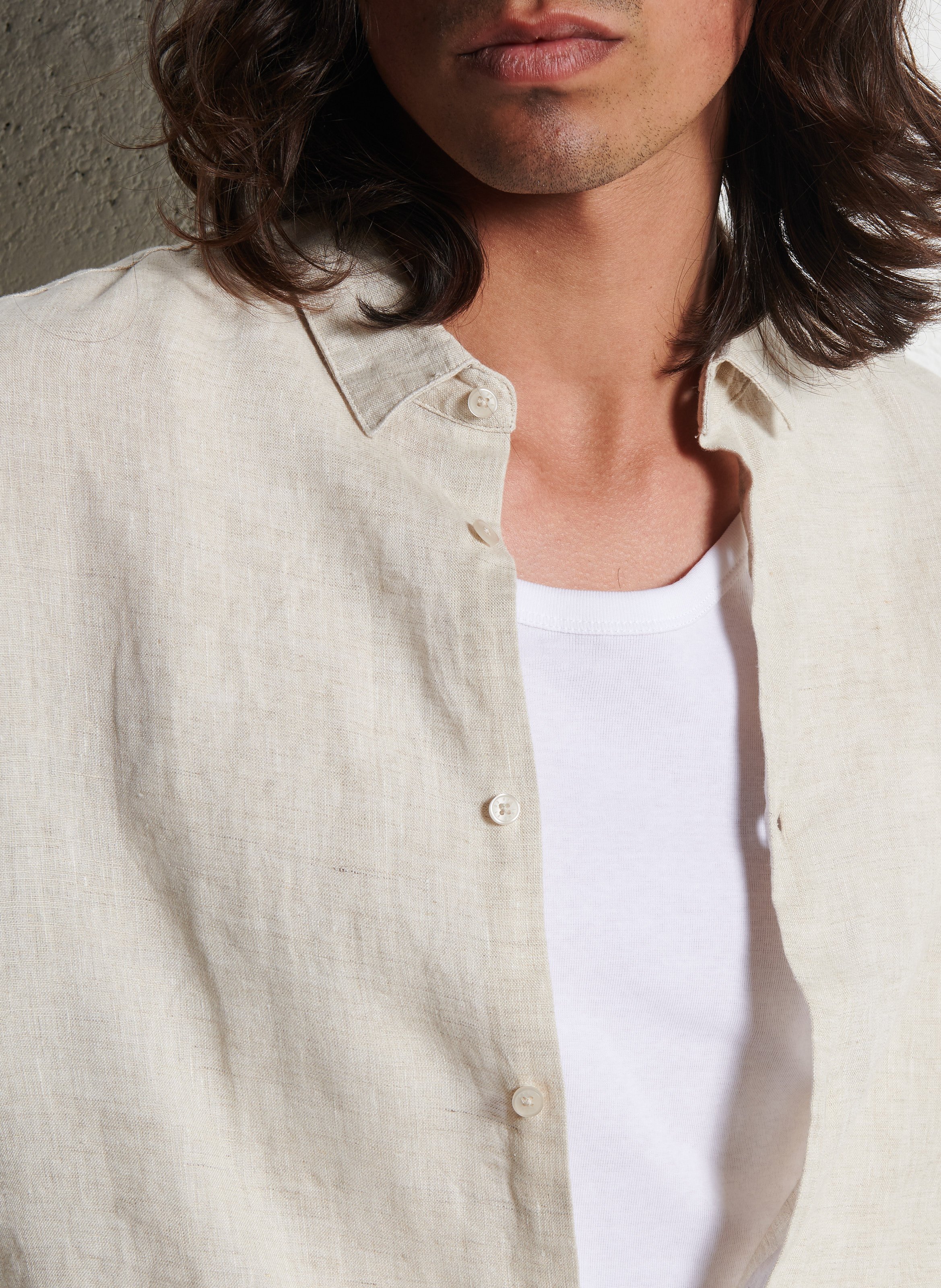 Linnen, slim fit overhemd IKKS Beige