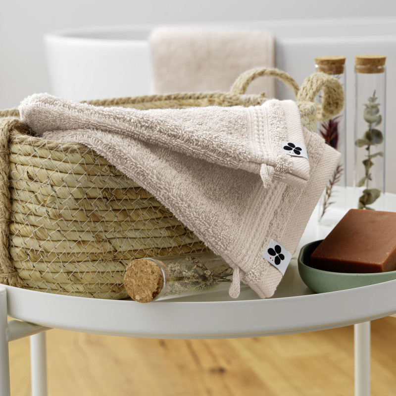Set of 2 washcloths L'EFFET PAPILLON Beige
