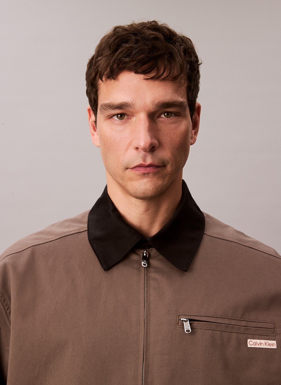 Veste zippée droite unie CALVIN KLEIN Gris