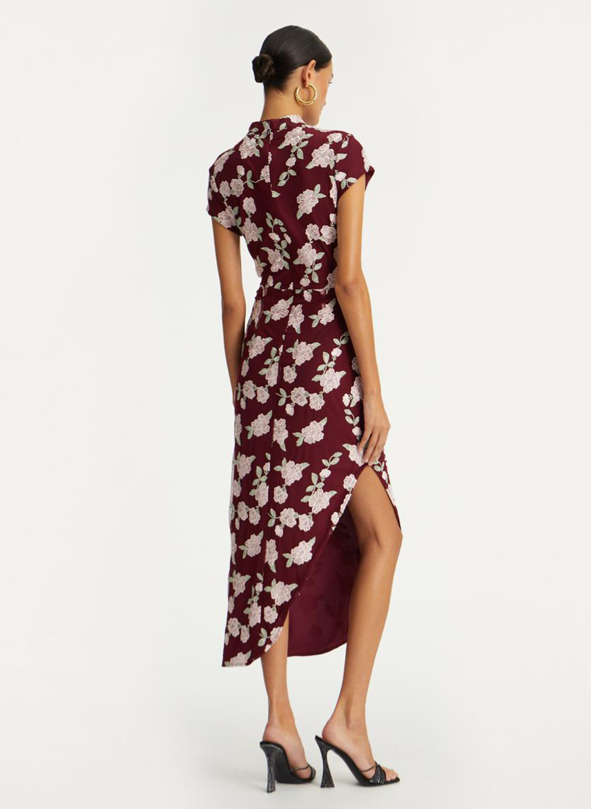Long embroidered high-neck dress ROTATE Brown