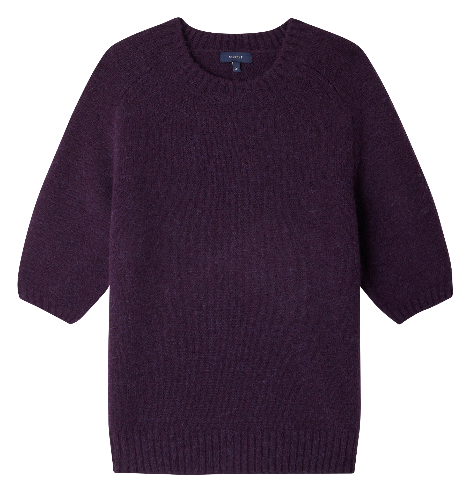 Pull droit col rond en maille mélangée SOEUR Violet