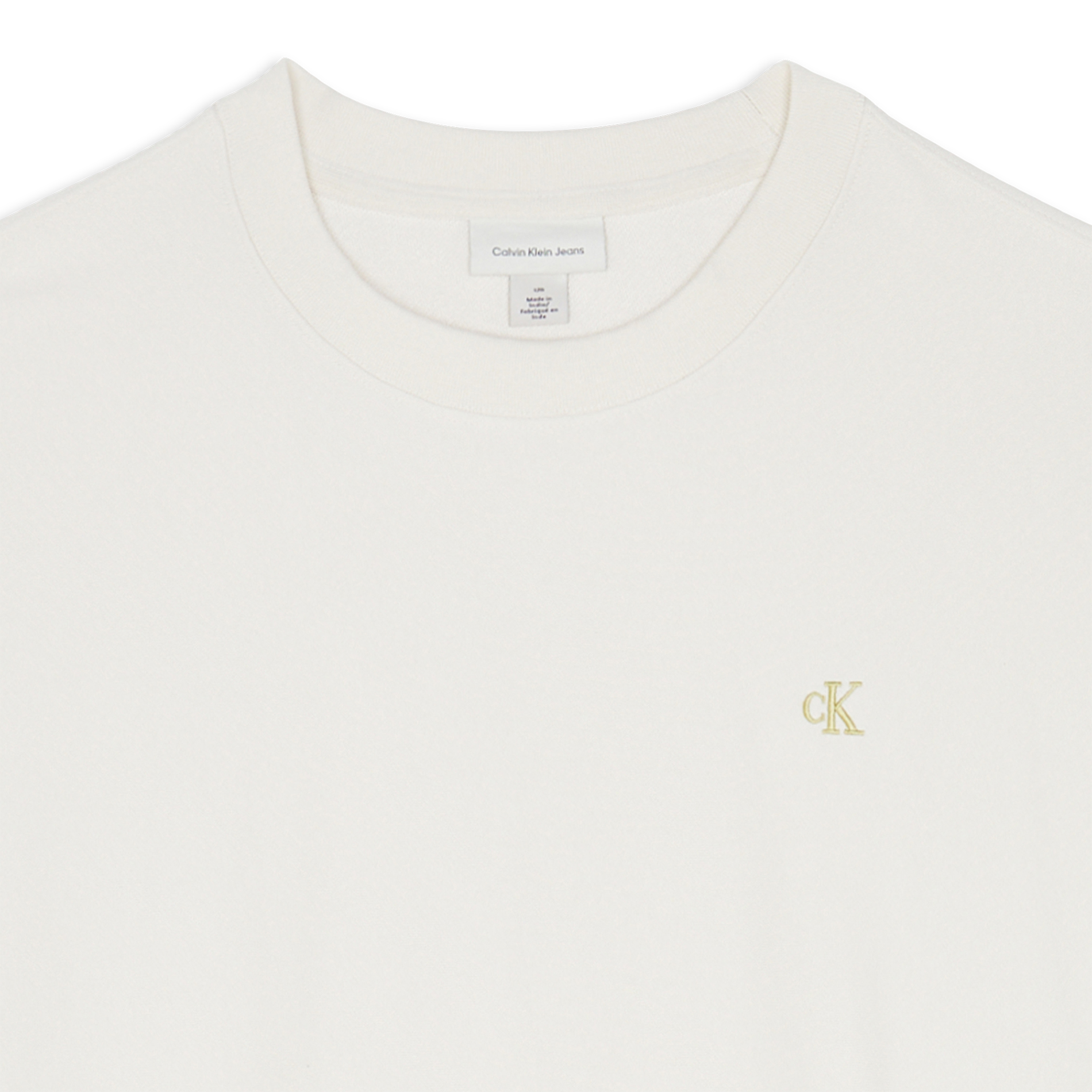 Sweat col rond droit avec broderie logo CALVIN KLEIN Blanc