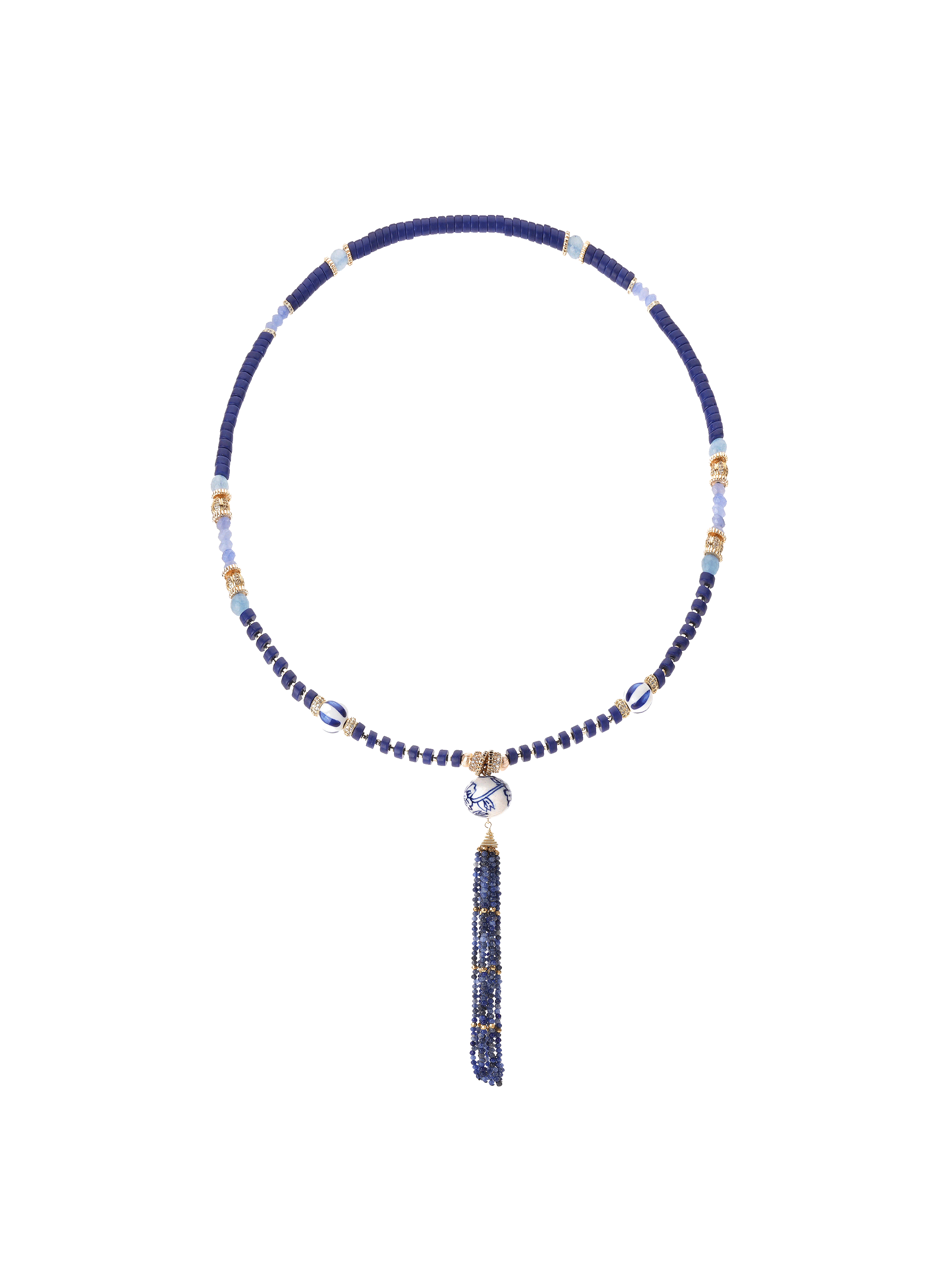 Pearl necklace with pearls and pearl tassel HIPANEMA Blue