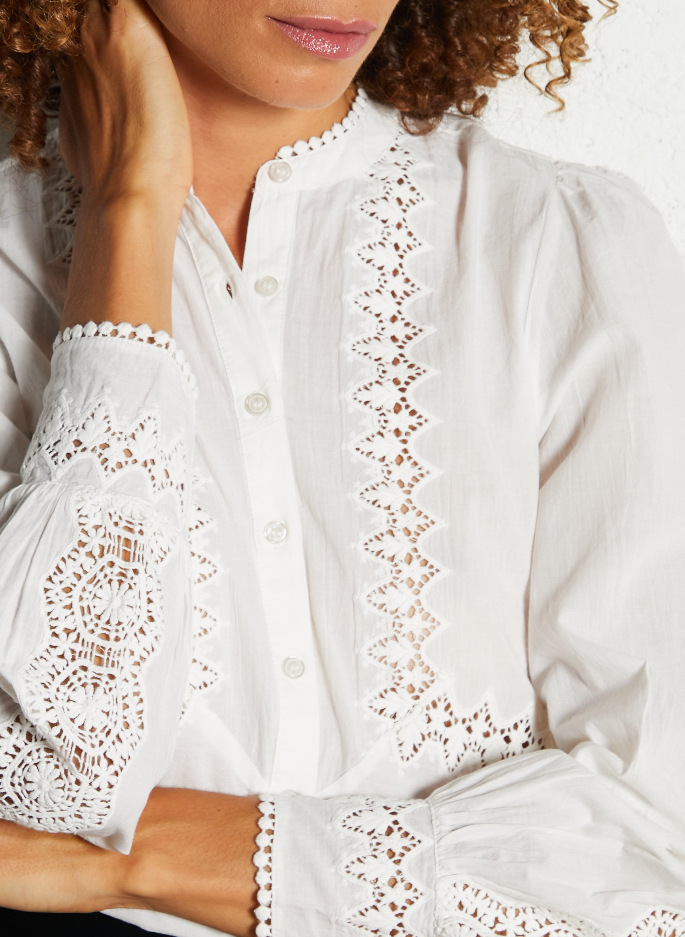 Loose-fit cotton shirt with mandarin collar PETITE MENDIGOTE Beige