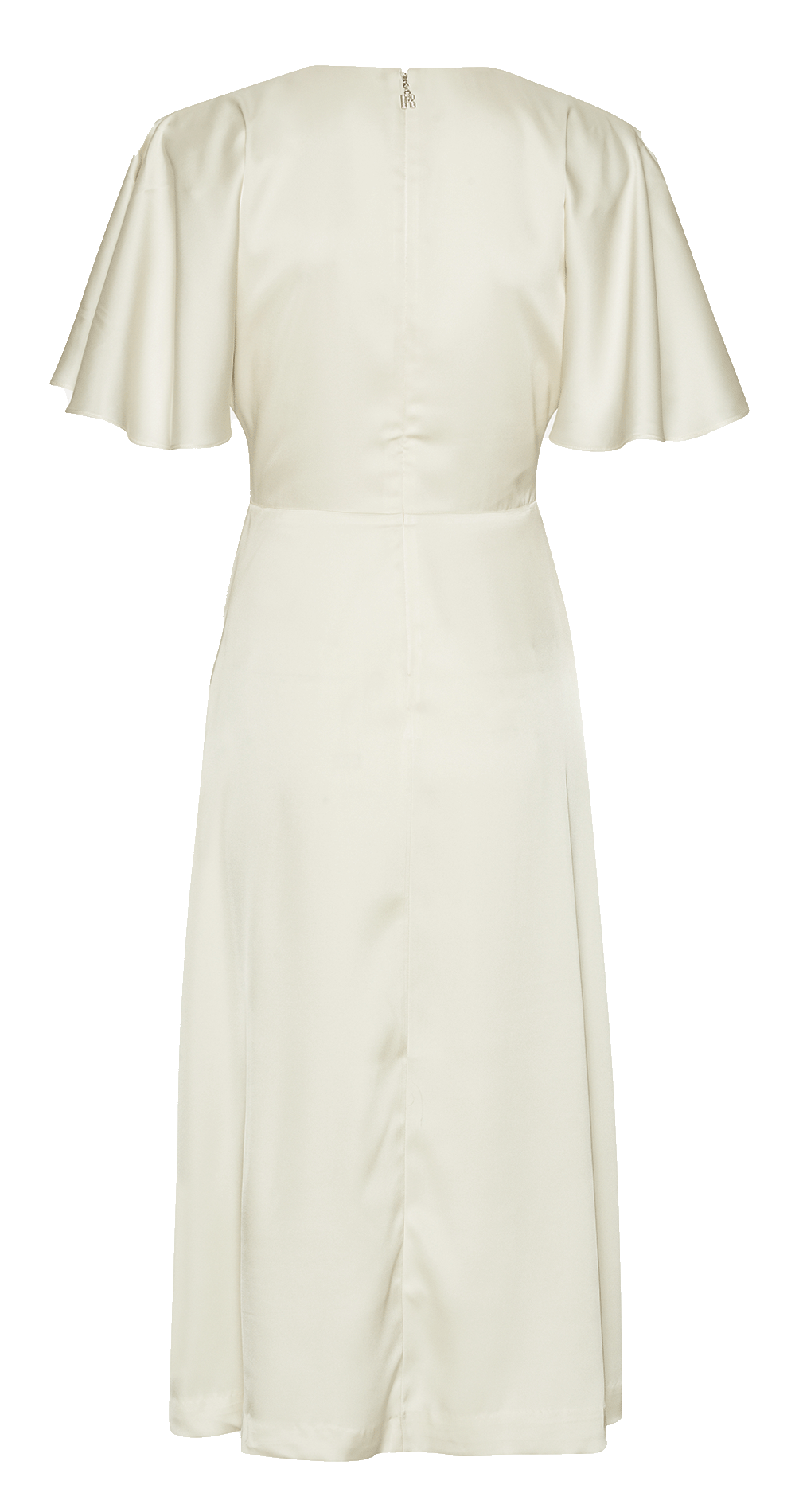 Long round neck satin dress ROTATE White