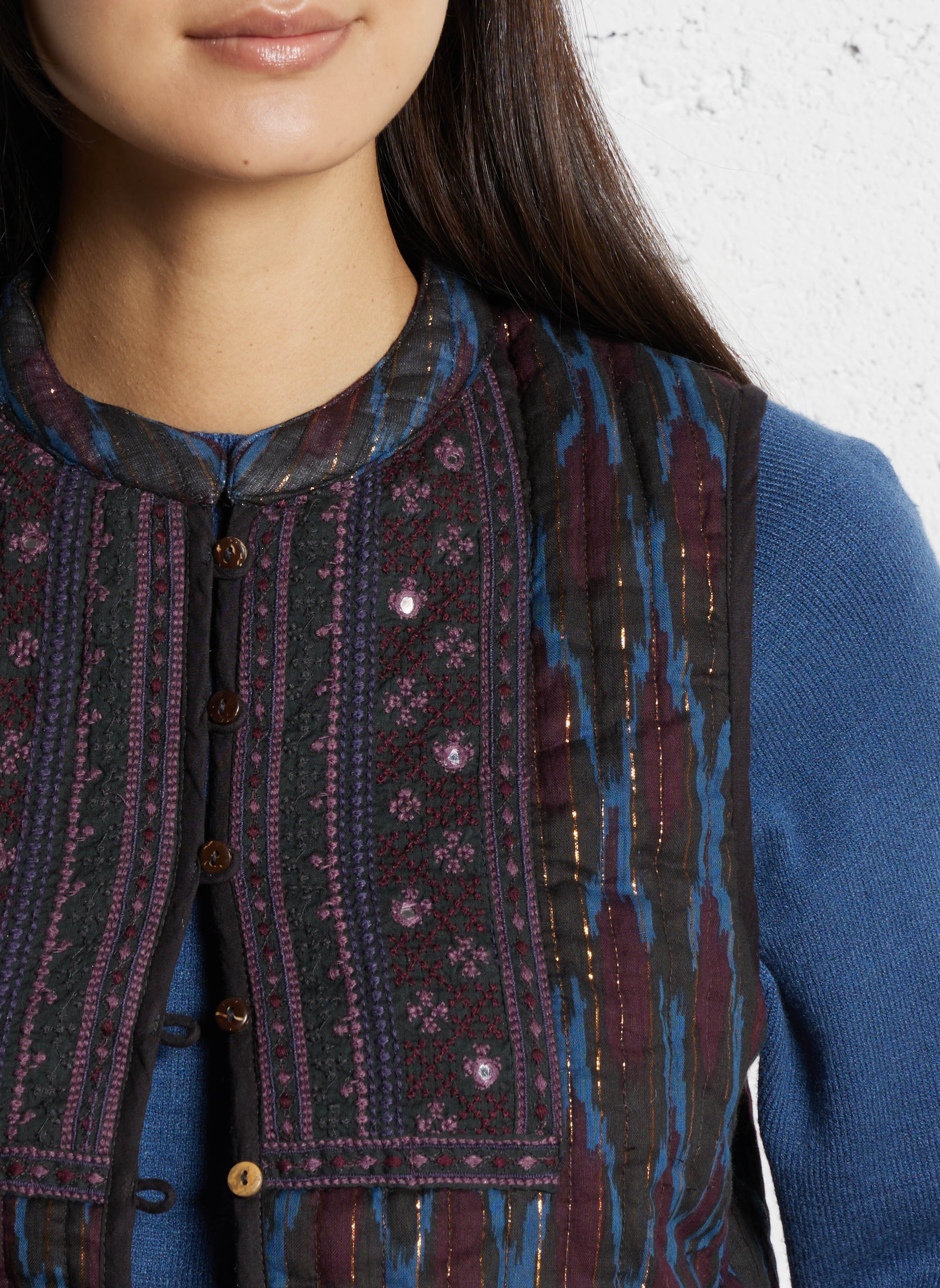 Veste courte sans manches à motifs MAISON HOTEL Bleu