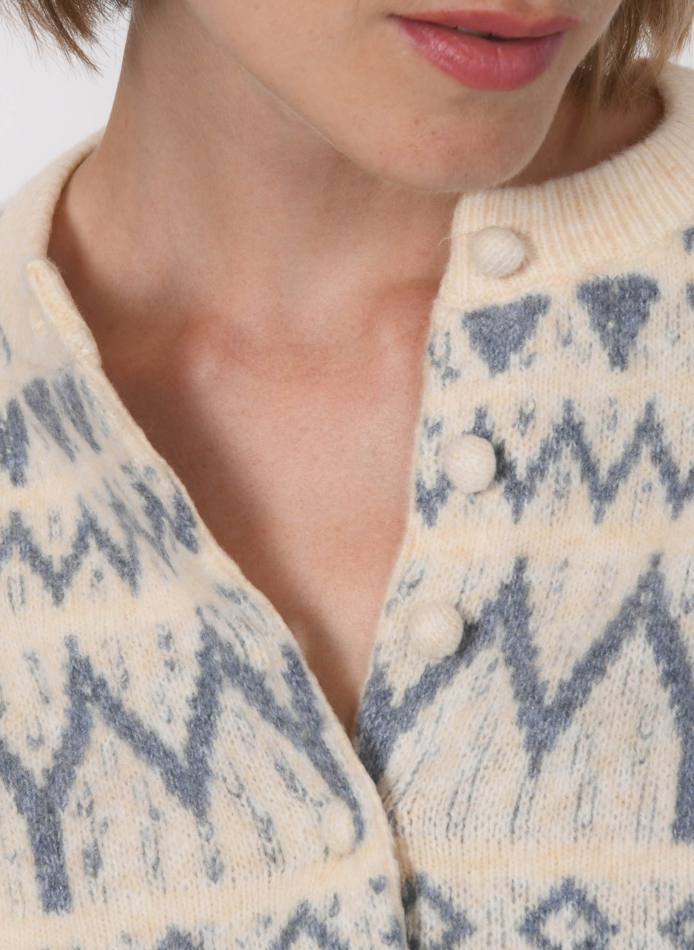 Gilet jacquard col rond KOOKAI Blanc