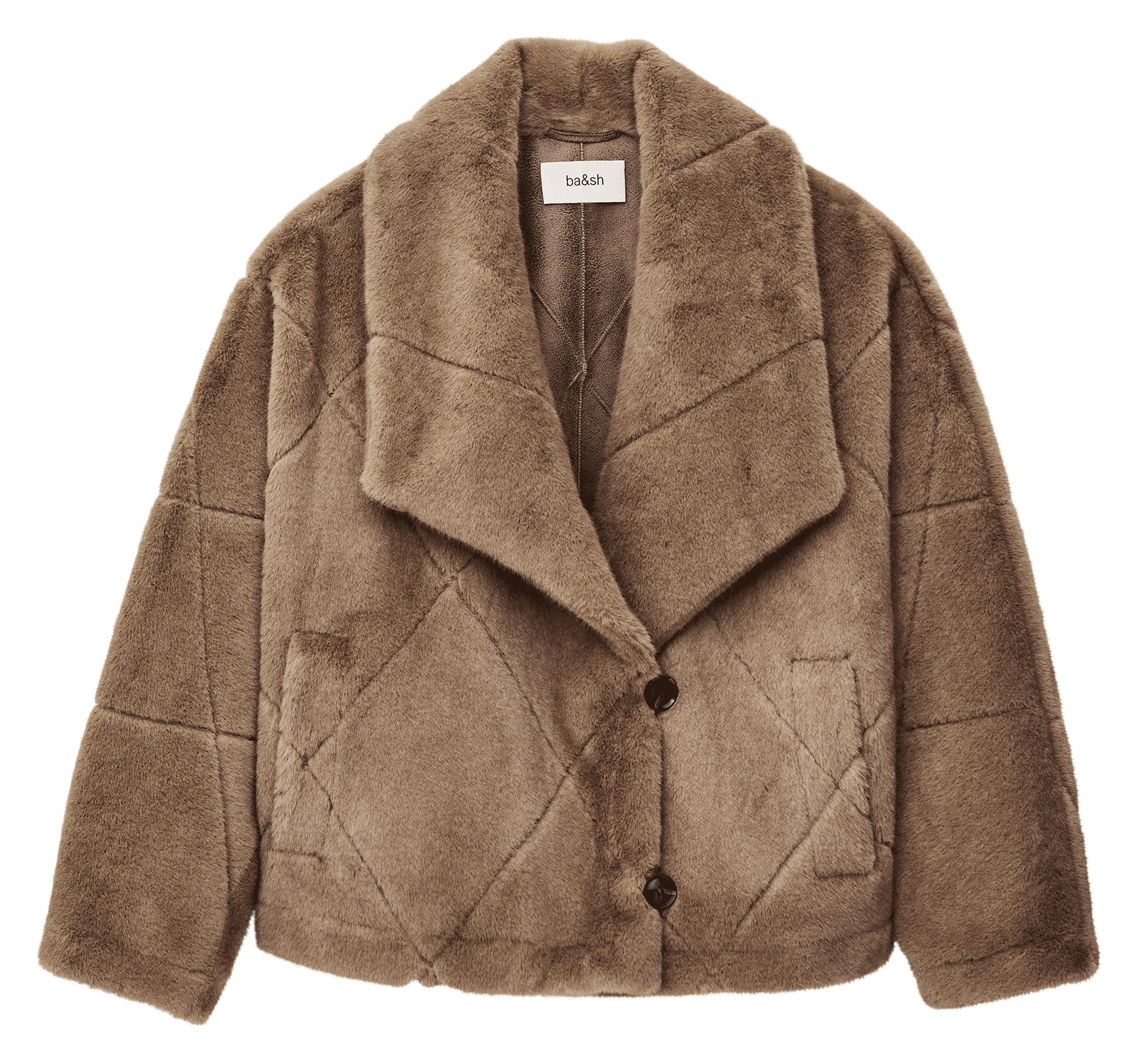 Oversized jas met omgeslagen kraag en faux bonteffect BA&SH Bruin