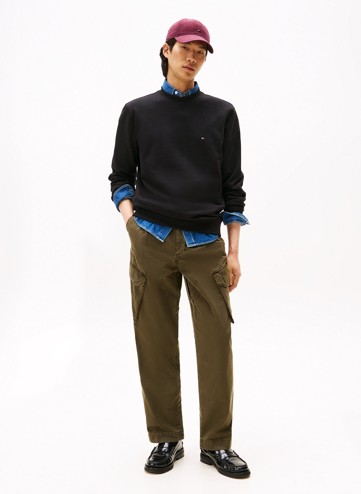 Sweat oversize col rond en coton TOMMY HILFIGER Noir