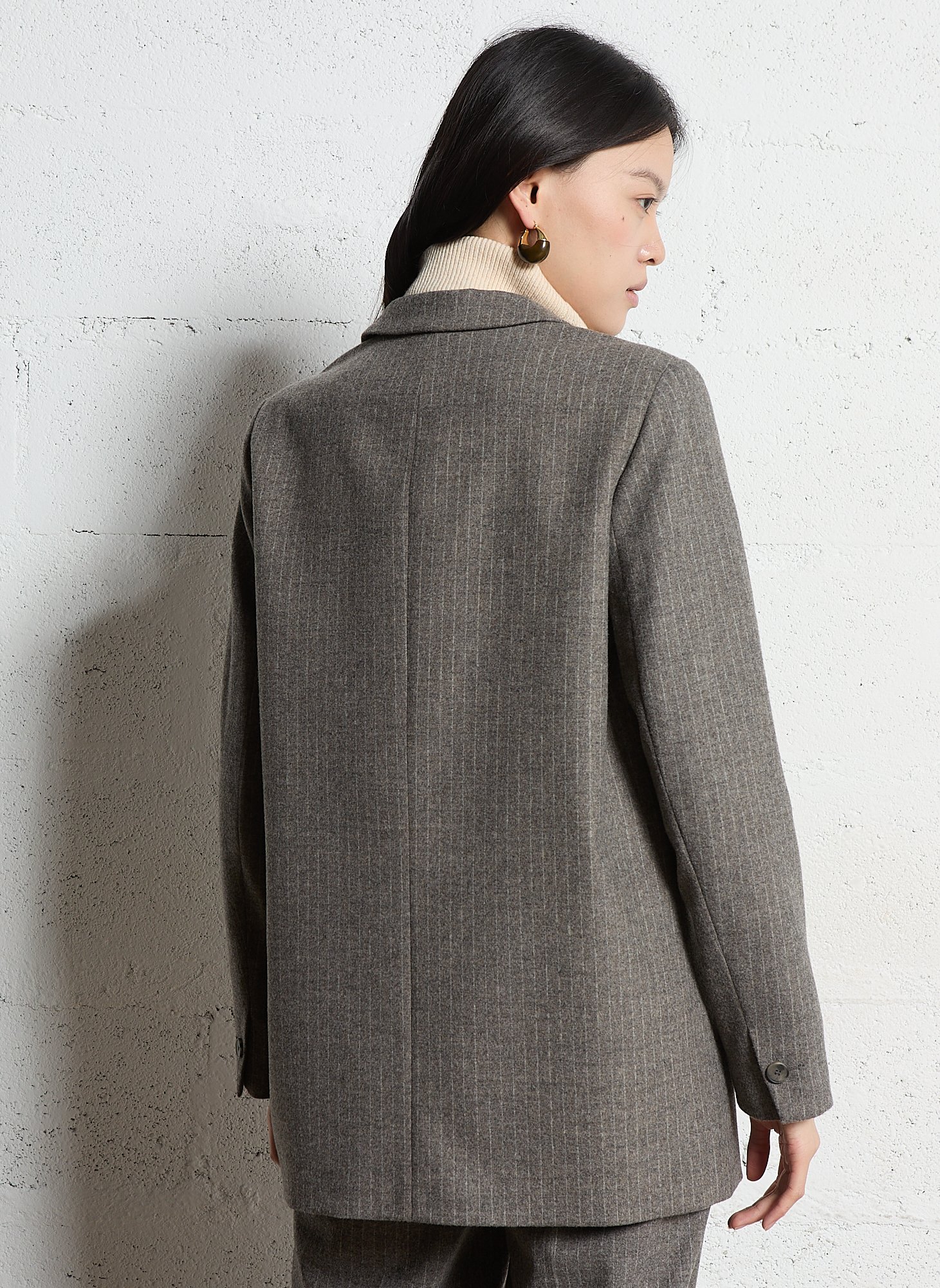 Straight blazer jacket with tennis stripes MAISON 123 Beige