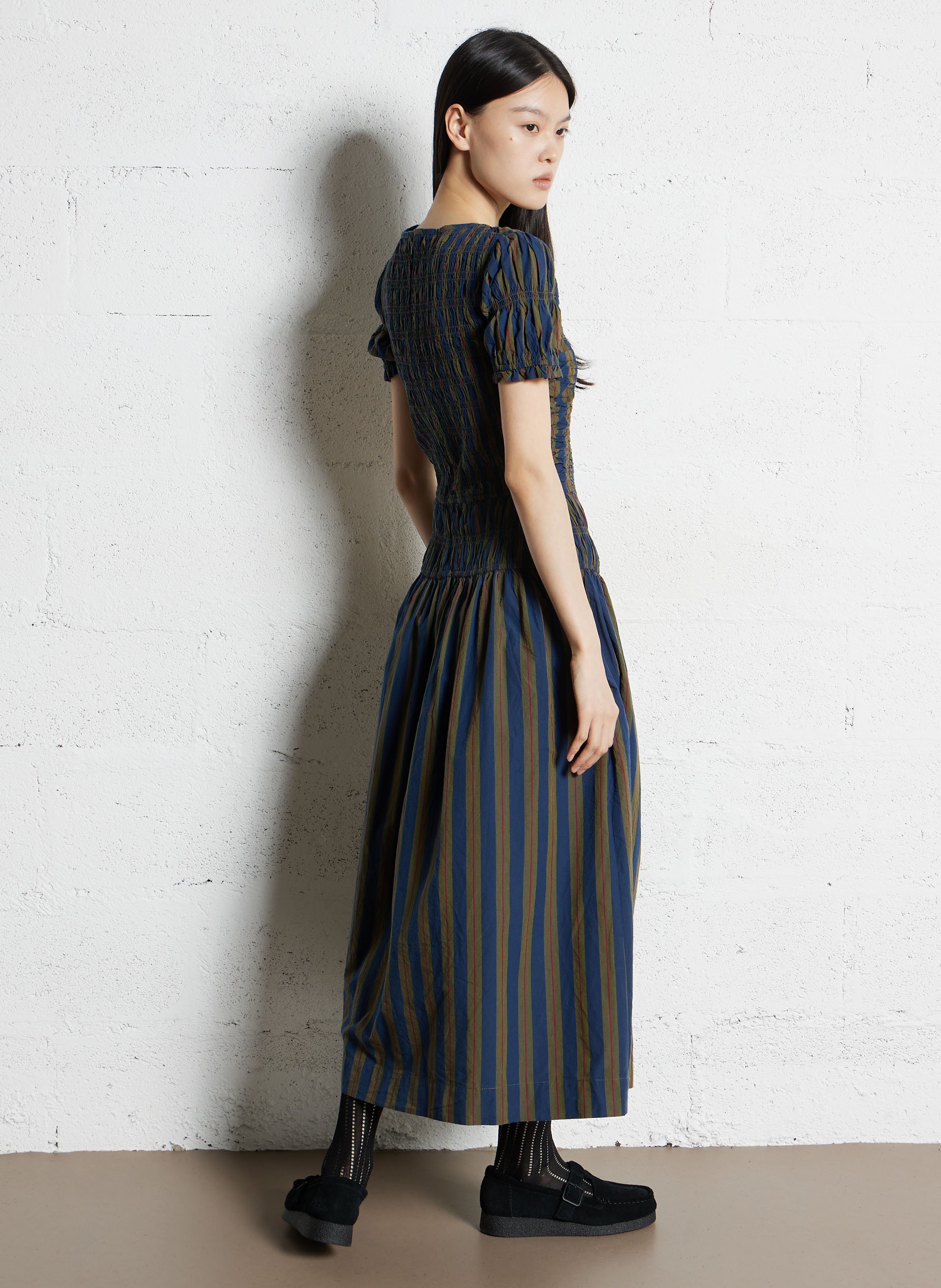 Robe longue col  rond en coton bio DAMSON MADDER Multicolore