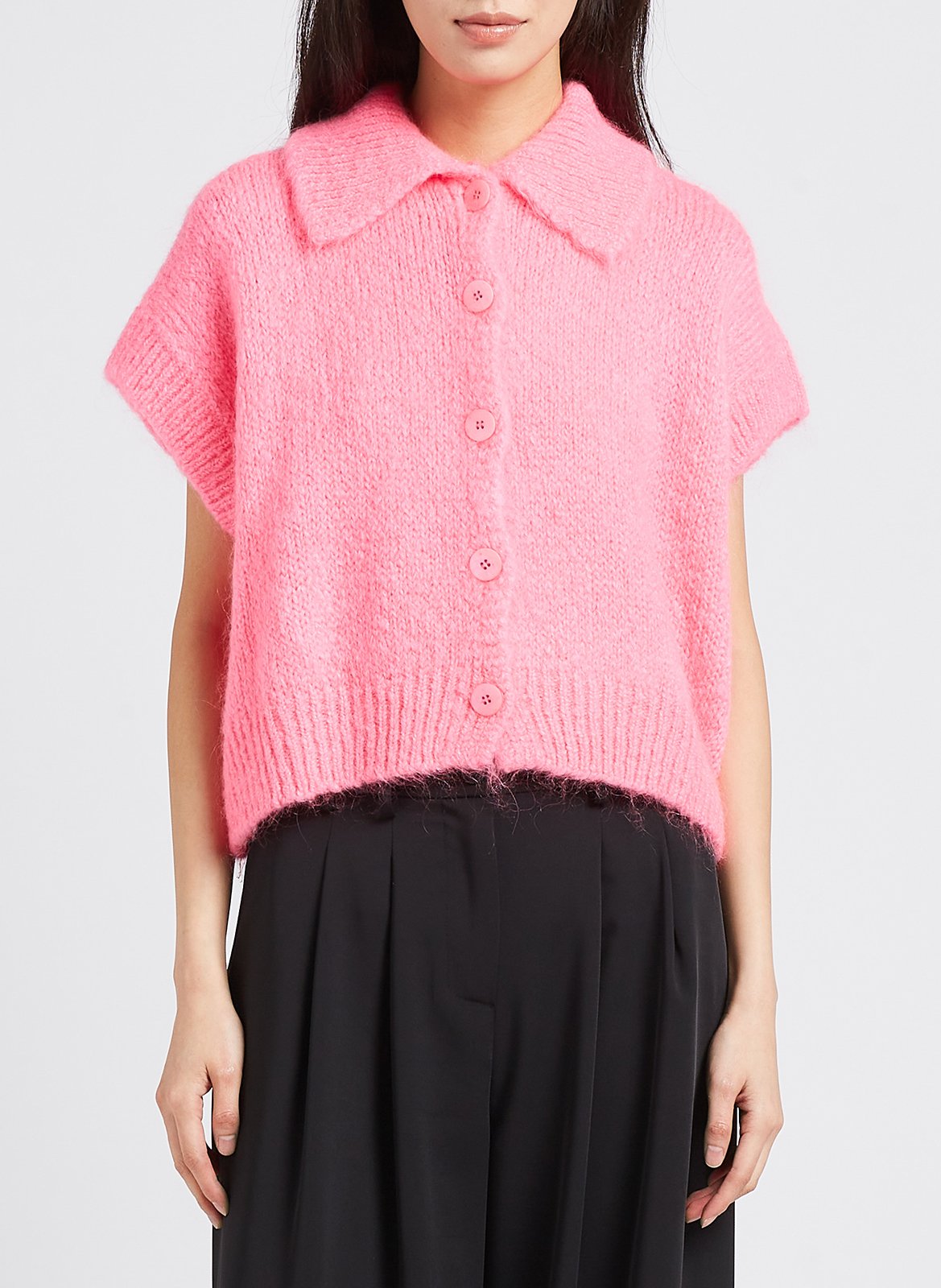 Gilet col classique ample PLEASE Rose