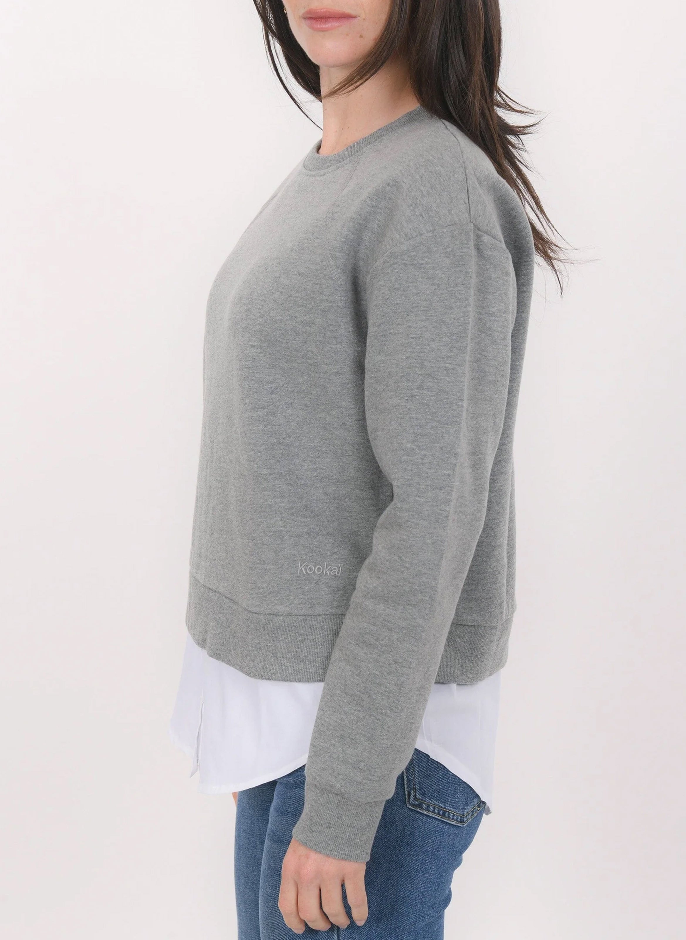 Sweat droit avec superposition chemise KOOKAI Gris