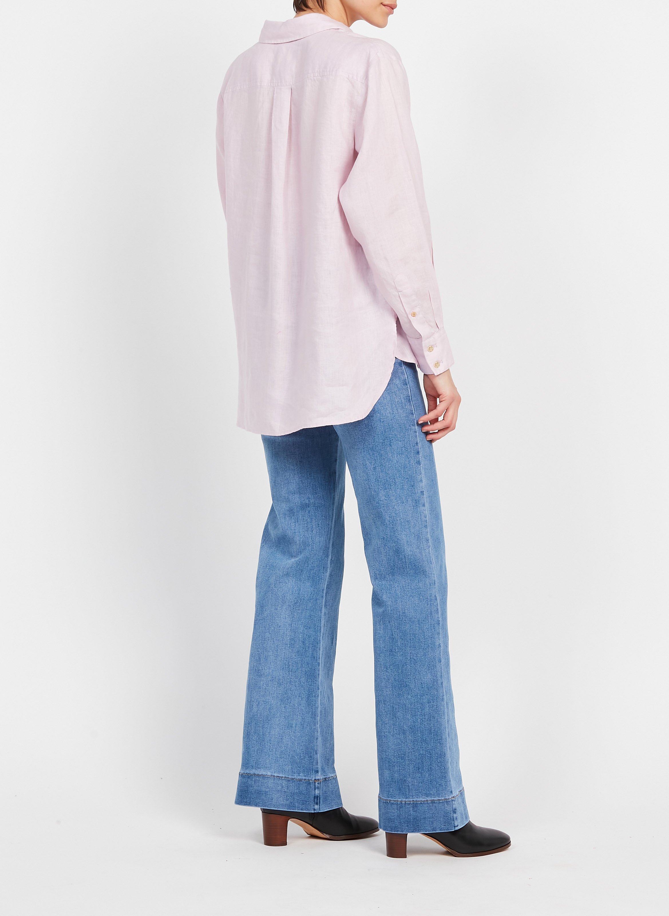 Linen shirt with classic collar Purple