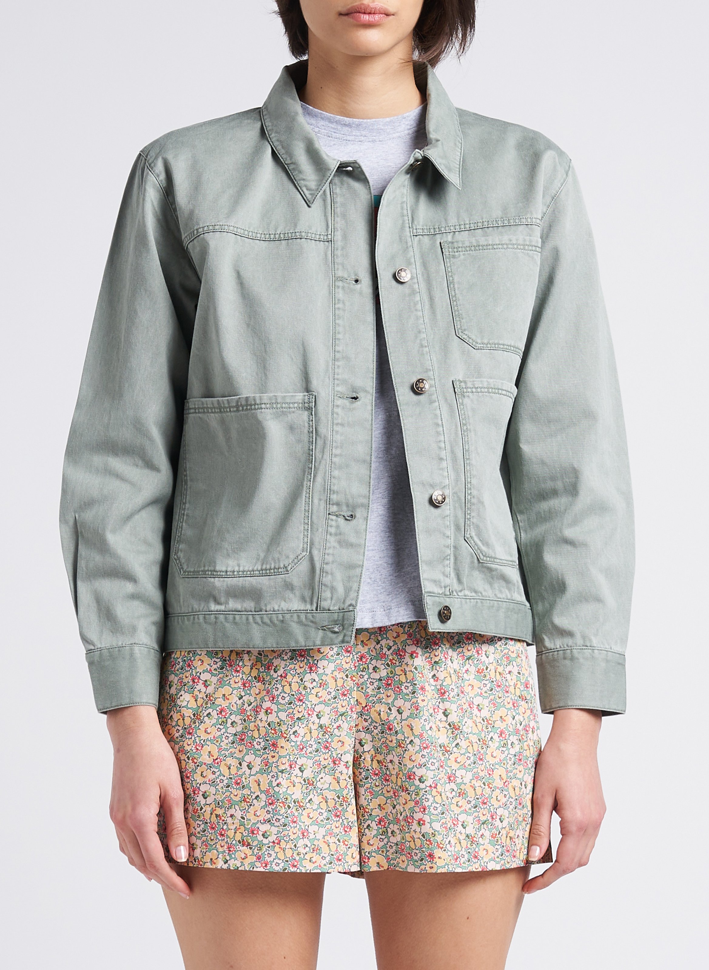 Veste en jean col classique  BONTON Gris