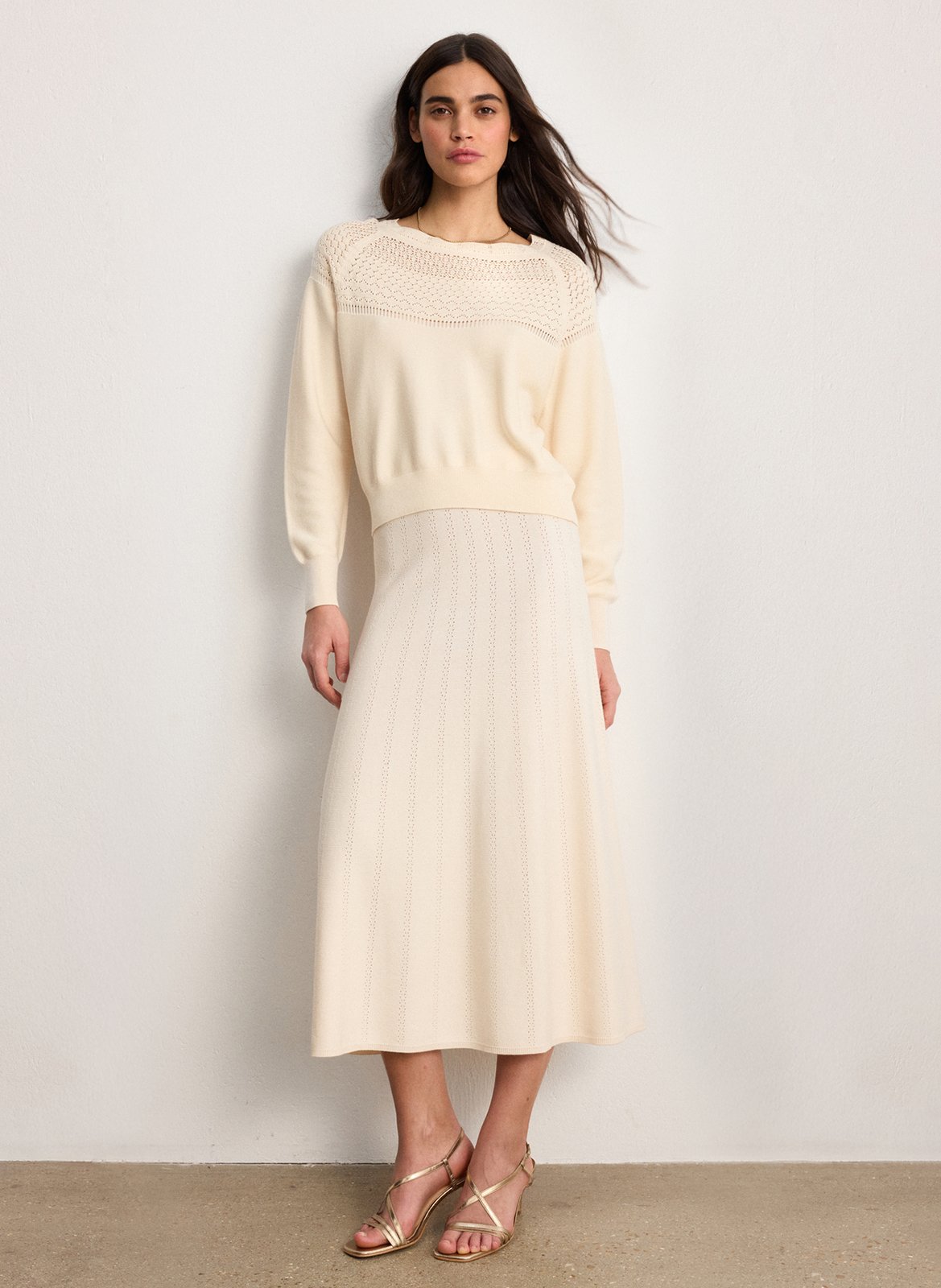 Ärmelloser Pullover mit Schnürung aus Baumwolle und Wolle PABLO Beige