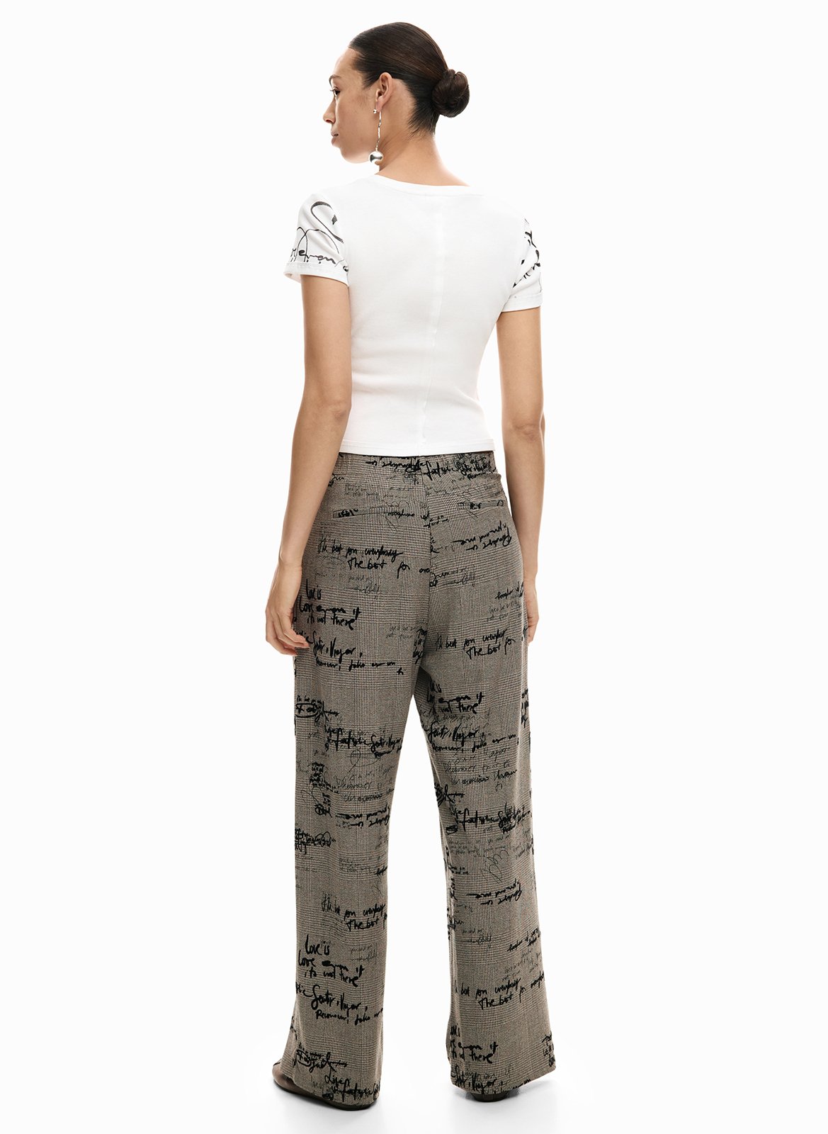 High-waisted printed trousers DESIGUAL Black