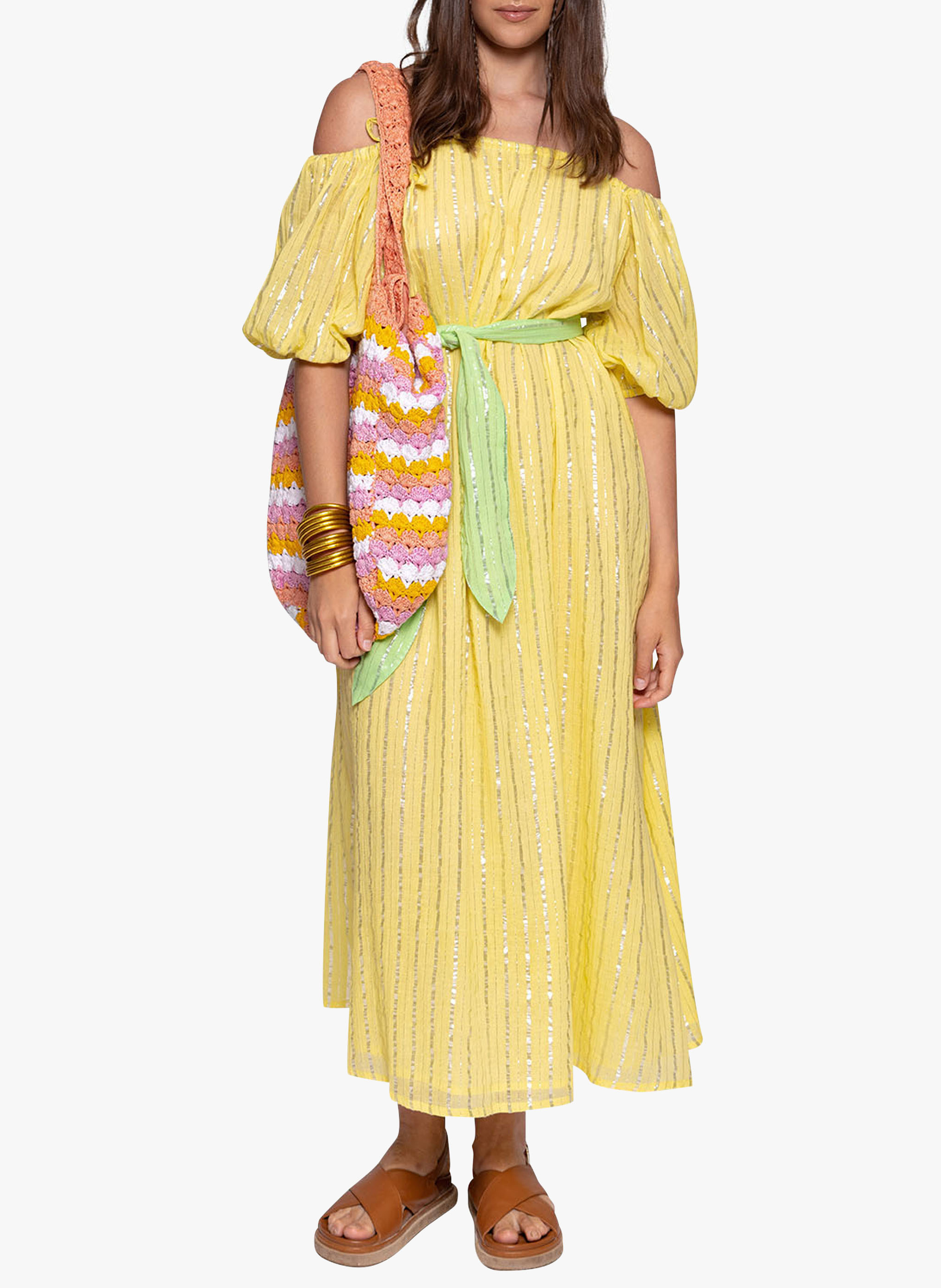 Robe midi à épaules dénudées SUNDRESS Jaune