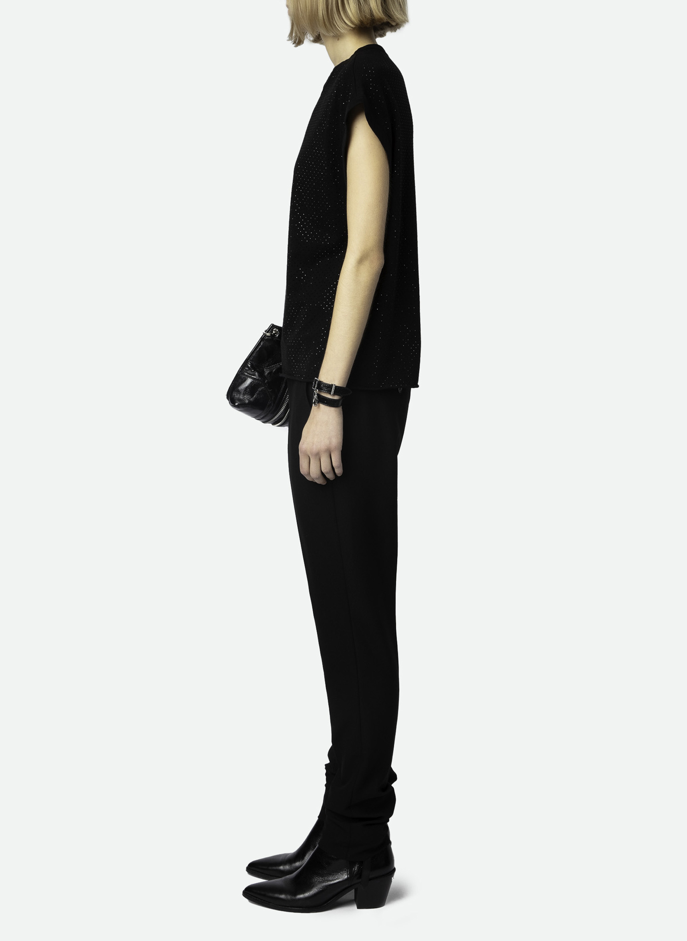 Tee-shirt à strass en coton ZADIG&VOLTAIRE Noir