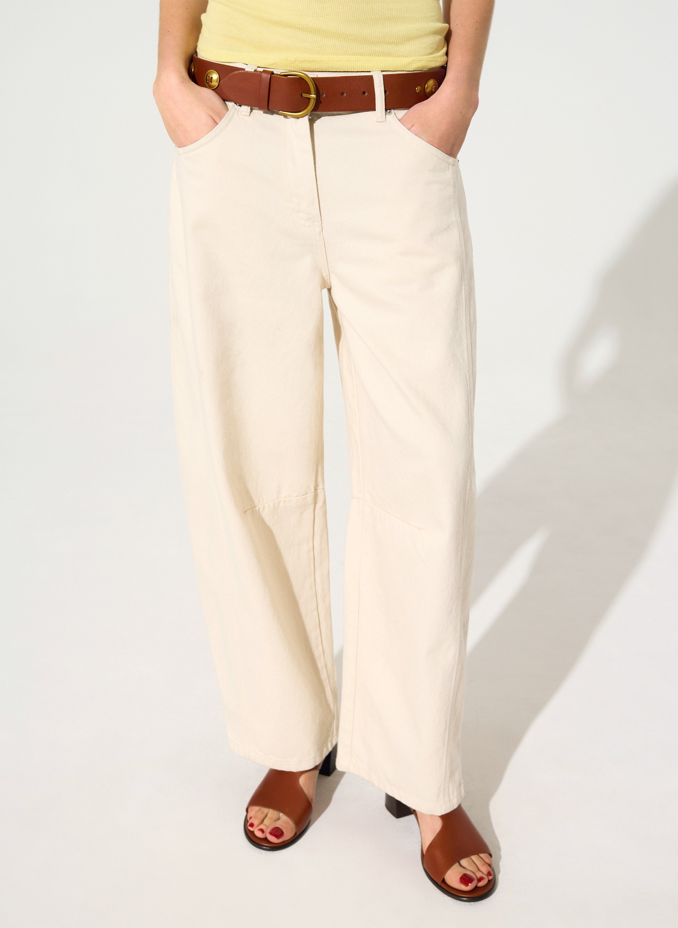 Weite High Waist Jeans aus Bio-Baumwolle COTELAC Weiss