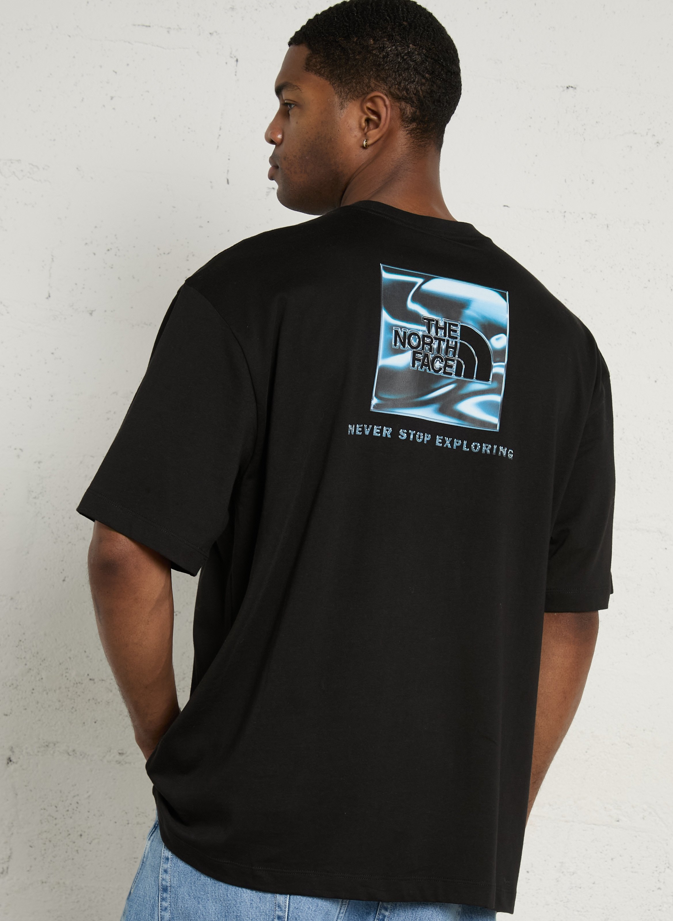 Tee-shirt droit col rond sérigraphié en coton THE NORTH FACE Noir