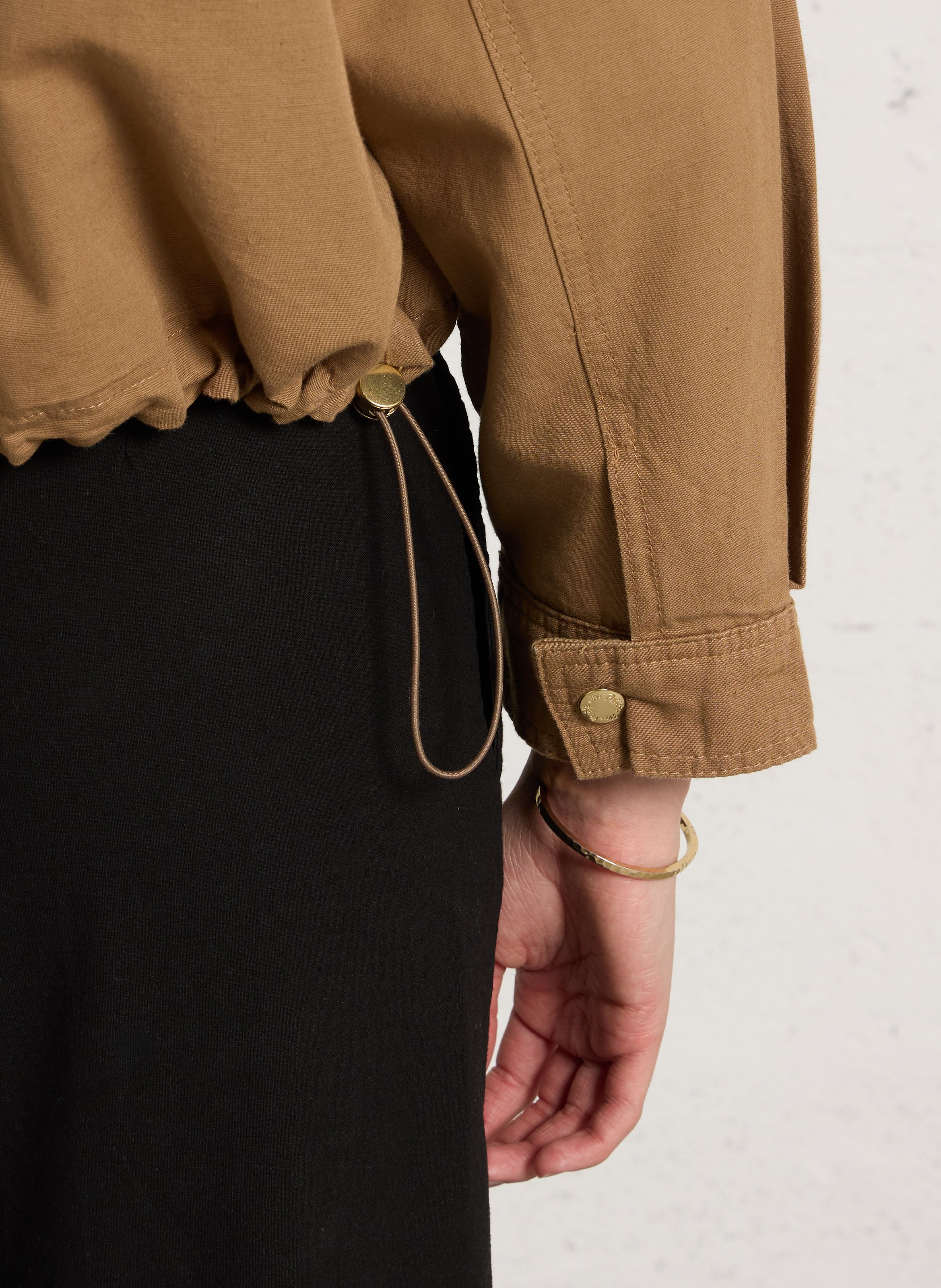 Oversized high-neck cotton blend jacket DES PETITS HAUTS Brown