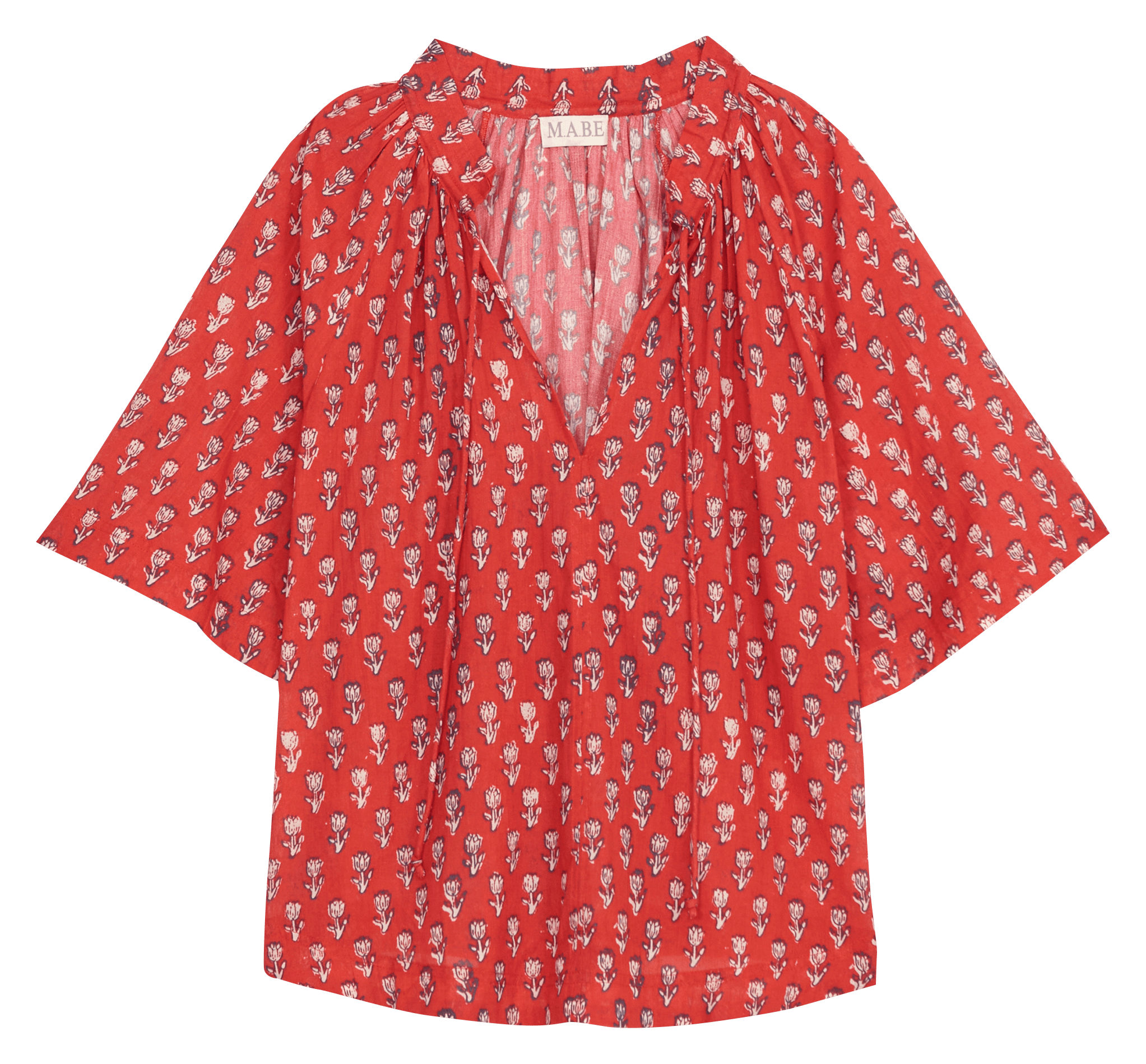 Loose-fitting short-sleeve printed blouse M.A.B.E Red
